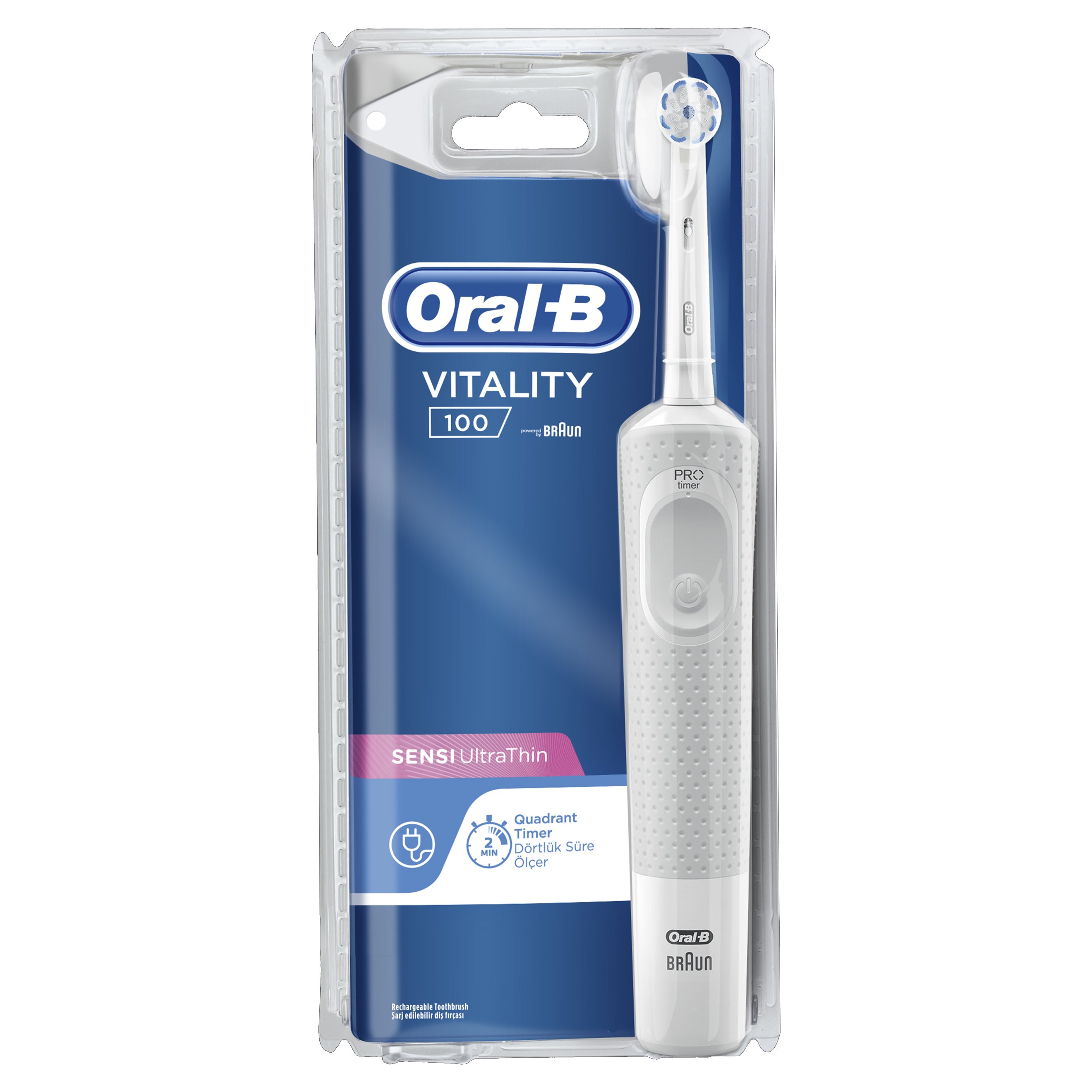 Oral-B Vitality 100 Sensi Ultra Thin Ηλεκτρική Οδοντόβουρτσα για Ευαίσθητα Δόντια & Ούλα με Ενσωματωμένο Χρονόμετρο 2 Λεπτών