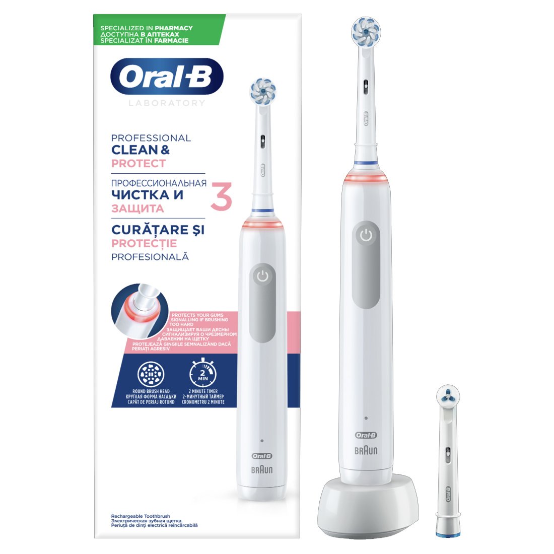 Oral-B Professional Clean & Protect 3 Ηλεκτρική Οδοντόβουρτσα, Προστατεύει τα Ούλα & Αφαιρεί Έως & 100% Περισσότερη Πλάκα