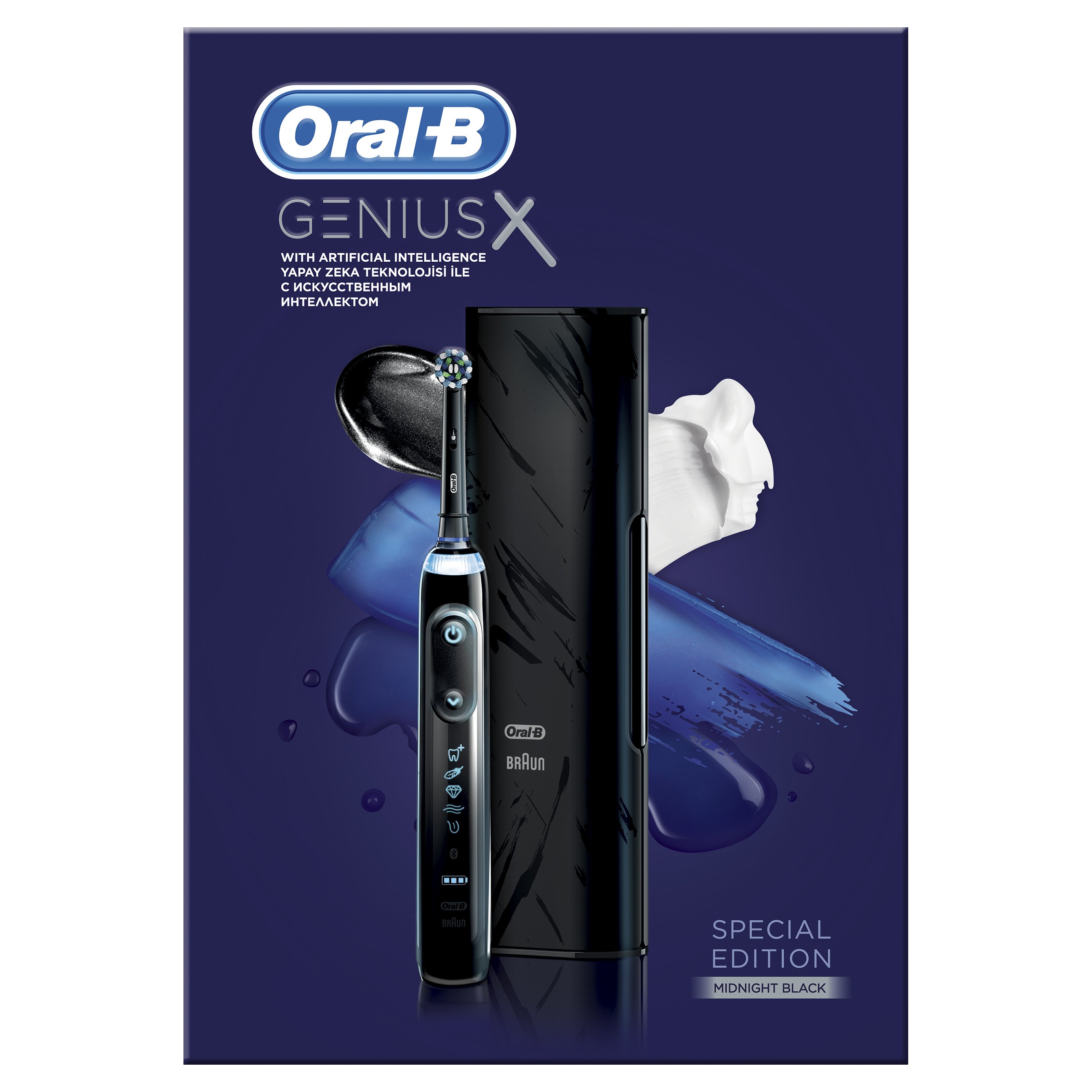 Oral-B GeniusX 10000 Special Ed. Midnight Black Ηλεκτρική Οδοντόβουρτσα,Λειτουργία Αναγνώρισης Βουρτσίσματος Τεχνητής Νοημοσύνης