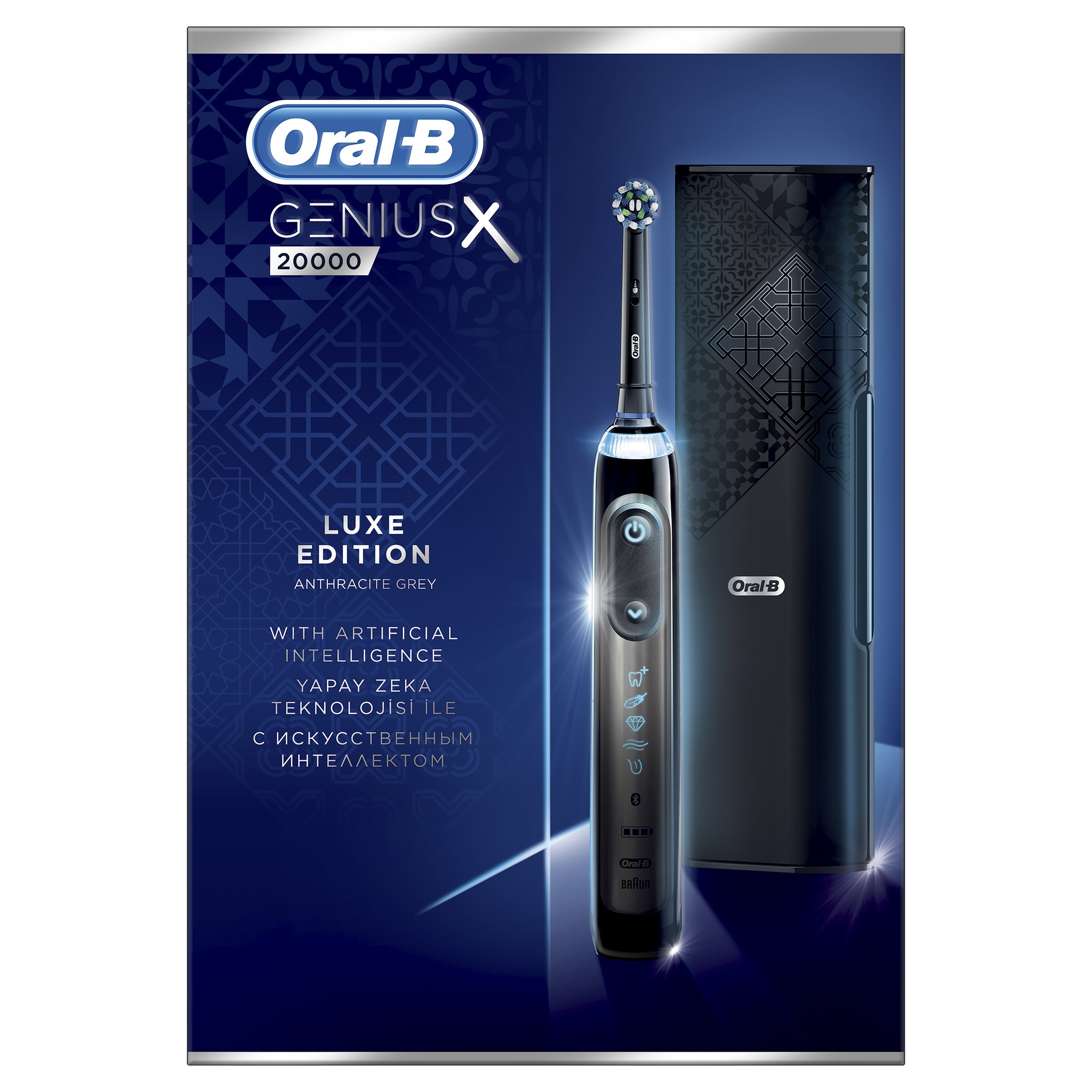 Oral-B Genius X 20000 Luxe Edition Anthracite Grey Ηλεκτρική Οδοντόβουρτσα Τεχνητής Νοημοσύνης Εξοπλισμένη με Αισθητήρες Πίεσης