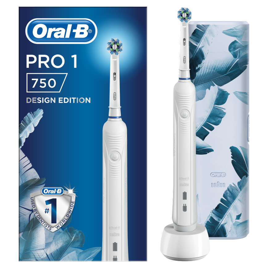 Oral-B Pro 1 750 Design Edition Blue Ηλεκτρική Οδοντόβουρτσα για πιο Λευκά Δόντια από την 1η Μέρα & Δώρο Premium Θήκη Ταξιδίου