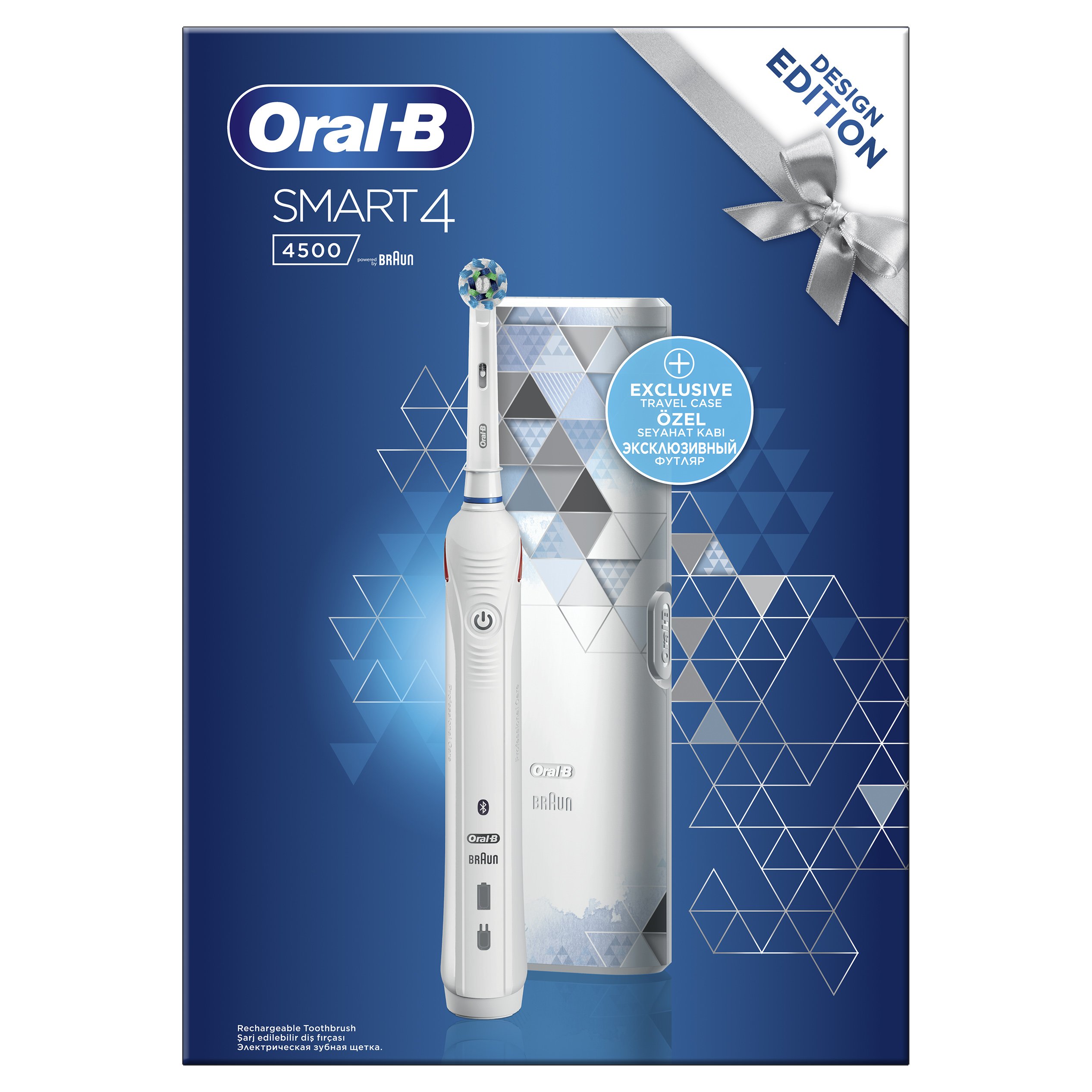 Oral-B Smart 4 4500 Design Edition White Ηλεκτρική Οδοντόβουρτσα,Ολοκληρωμένος Καθαρισμός,Σύνδεση Bluetooth & Δώρο Θήκη Ταξιδίου
