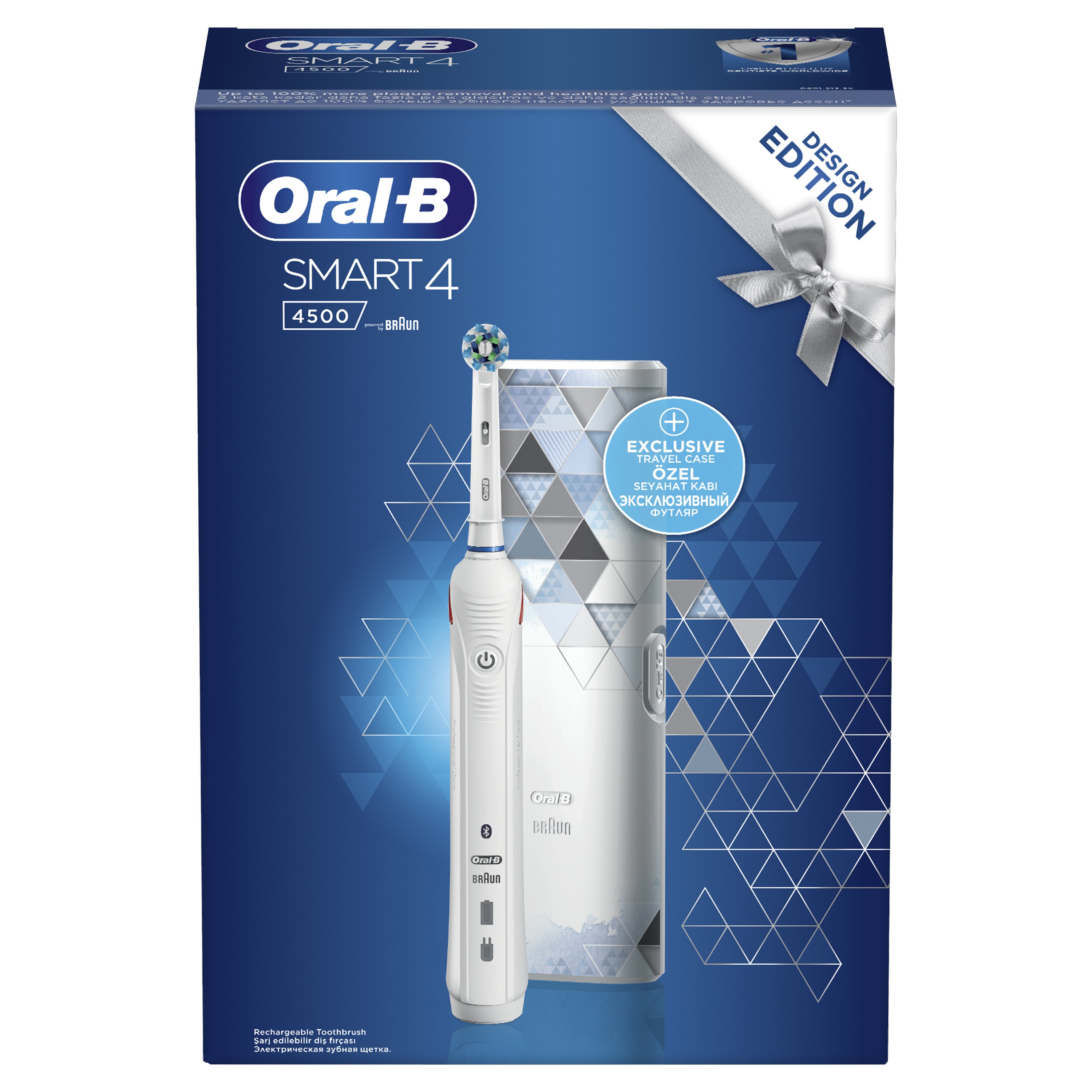 Oral-B Smart 4 4500 Design Edition White Ηλεκτρική Οδοντόβουρτσα,Ολοκληρωμένος Καθαρισμός,Σύνδεση Bluetooth & Δώρο Θήκη Ταξιδίου