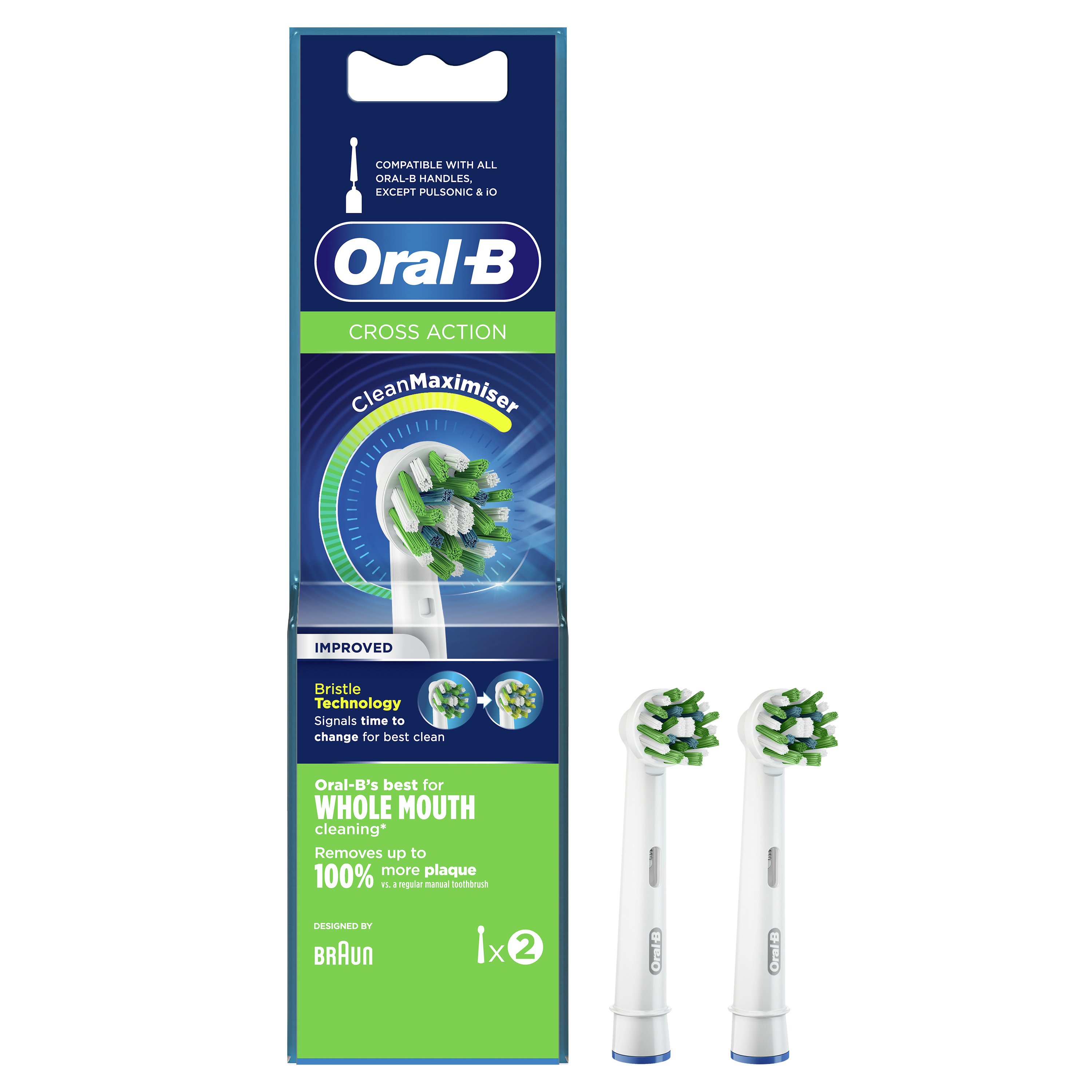 Oral-B Cross Action Clean Maximiser White Ανταλλακτικές Κεφαλές Ηλεκτρικής Οδοντόβουρτσας 2 Τεμάχια