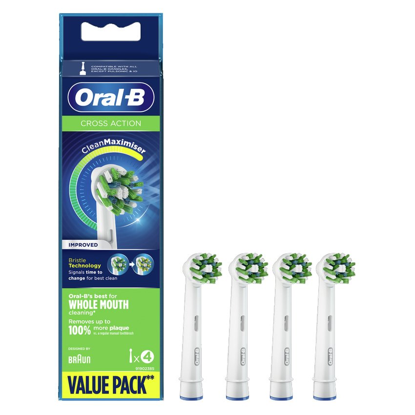 Oral-B Cross Action Clean Maximiser Value Pack Ανταλλακτικές Κεφαλές Ηλεκτρικής Οδοντόβουρτσας 4 Τεμάχια