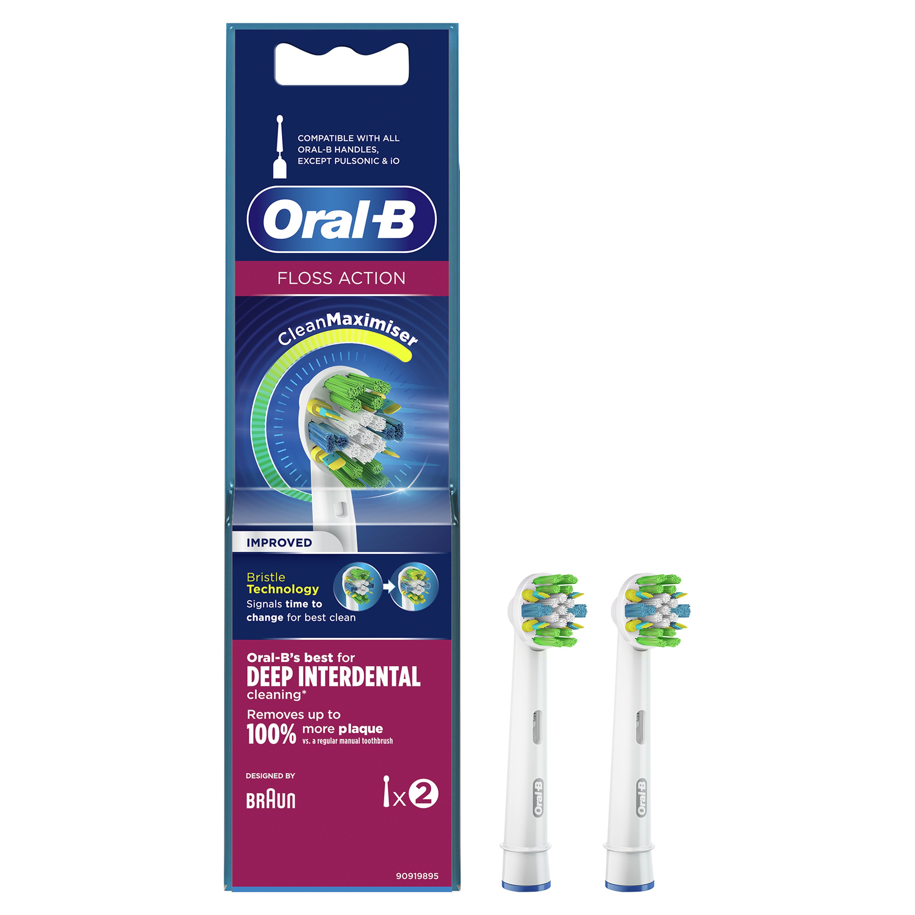 Oral-B Floss Action Clean Maximiser Ανταλλακτικές Κεφαλές Ηλεκτρικής Οδοντόβουρτσας 2 Τεμάχια