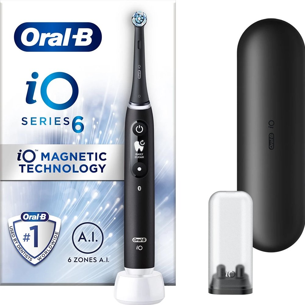 Oral-B Oral-B iO Series 6 Electric Toothbrush Black Lava Ηλεκτρική Οδοντόβουρτσα Προηγμένης Τεχνολογίας σε Μαύρο Χρώμα 1 Τεμάχιο