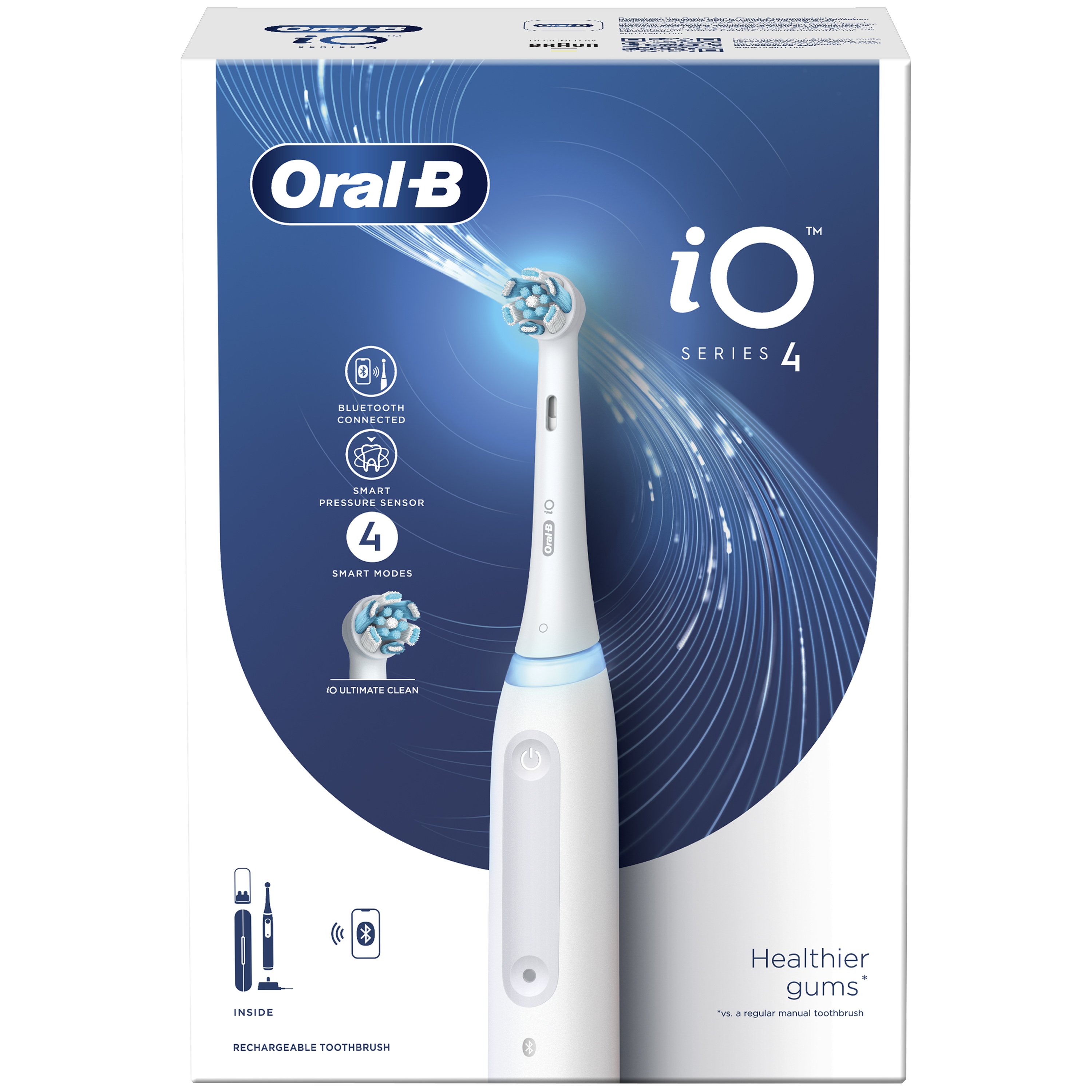 Oral-B iO Series 4 Electric Toothbrush White Ηλεκτρική Οδοντόβουρτσα Προηγμένης Τεχνολογίας σε Λευκό Χρώμα 1 Τεμάχιο