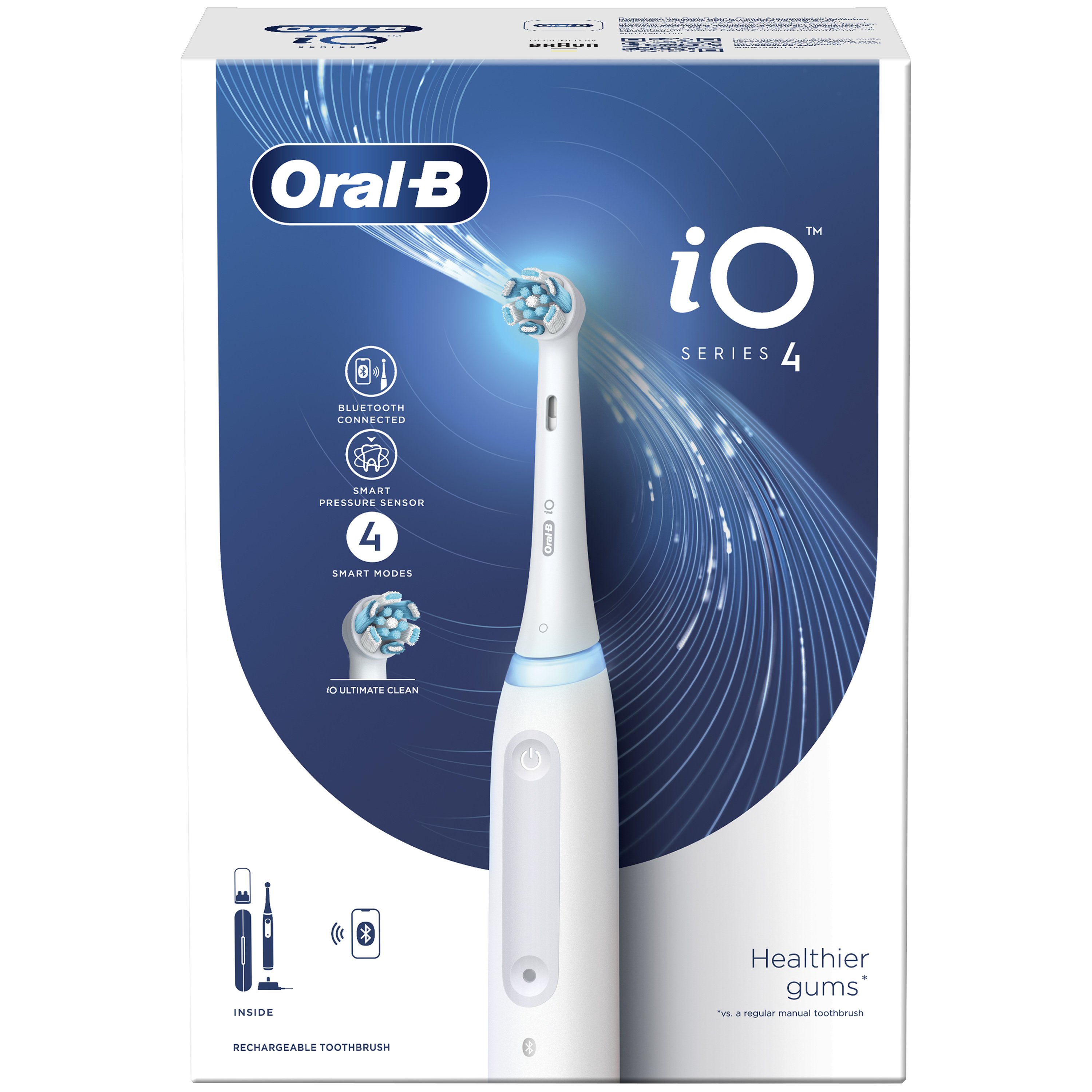 Oral-B iO Series 4 Electric Toothbrush White Ηλεκτρική Οδοντόβουρτσα Προηγμένης Τεχνολογίας σε Λευκό Χρώμα 1 Τεμάχιο