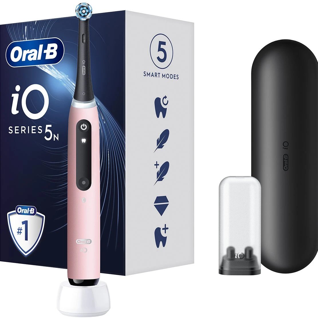 Oral-B Oral-B iO Series 5 Electric Toothbrush Επαναστατική iO Τεχνολογία Βουρτσίσματος, 5 Έξυπνα Προγράμματα Επαγγελματικού Καθαρισμού Ροζ 1 Τεμάχιο