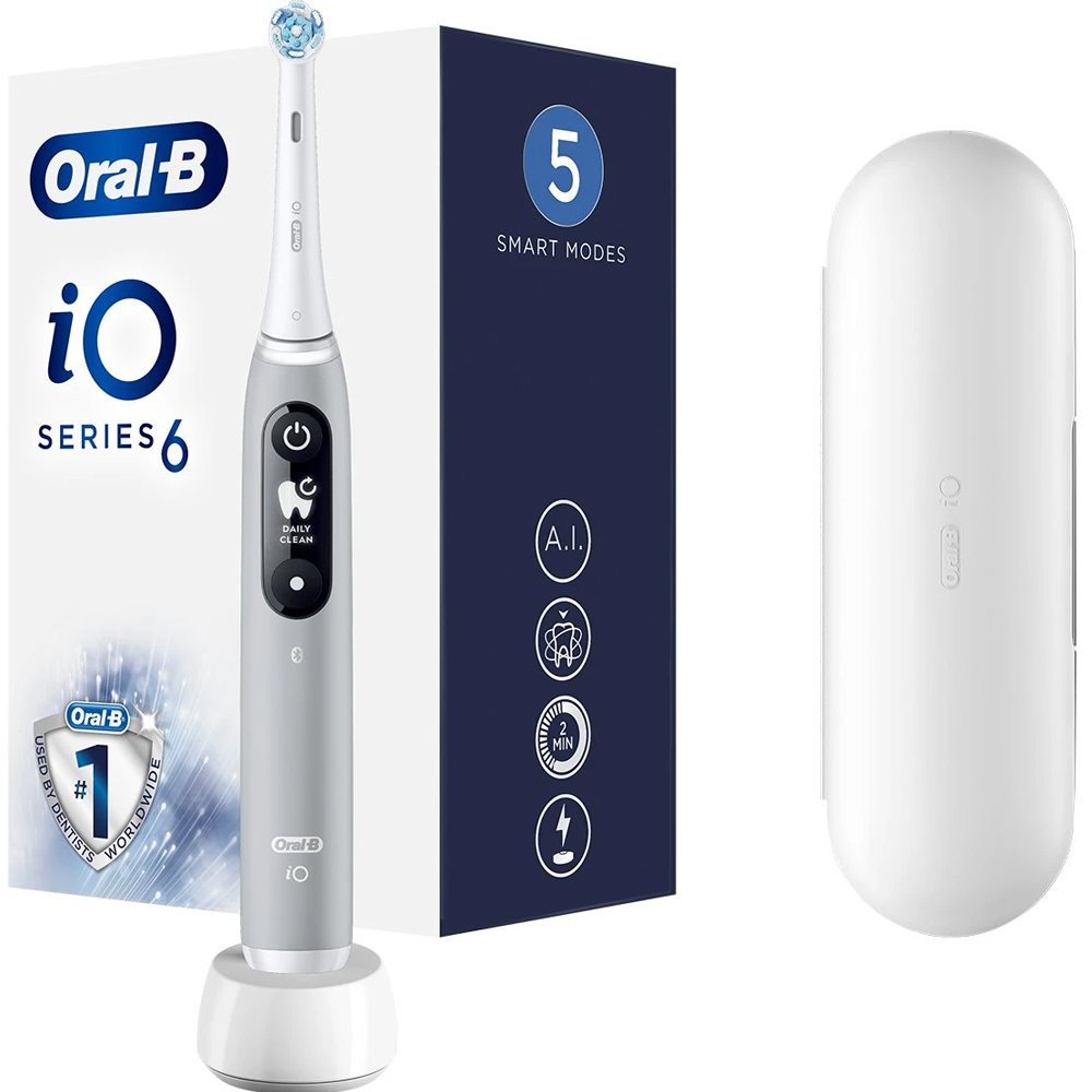 Oral-B Oral-B iO Series 6 Ηλεκτρική Οδοντόβουρτσα Grey Opal Ηλεκτρική Οδοντόβουρτσα Προηγμένης Τεχνολογίας σε Γκρι Χρώμα 1 Τεμάχιο