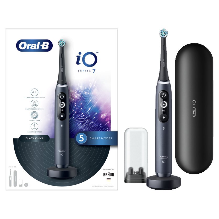 Oral-B iO Series 7 Magnetic Black Onyx Ηλεκτρική Οδοντόβουρτσα Προηγμένης Τεχνολογίας σε Μαύρο Χρώμα 1 Τεμάχιο