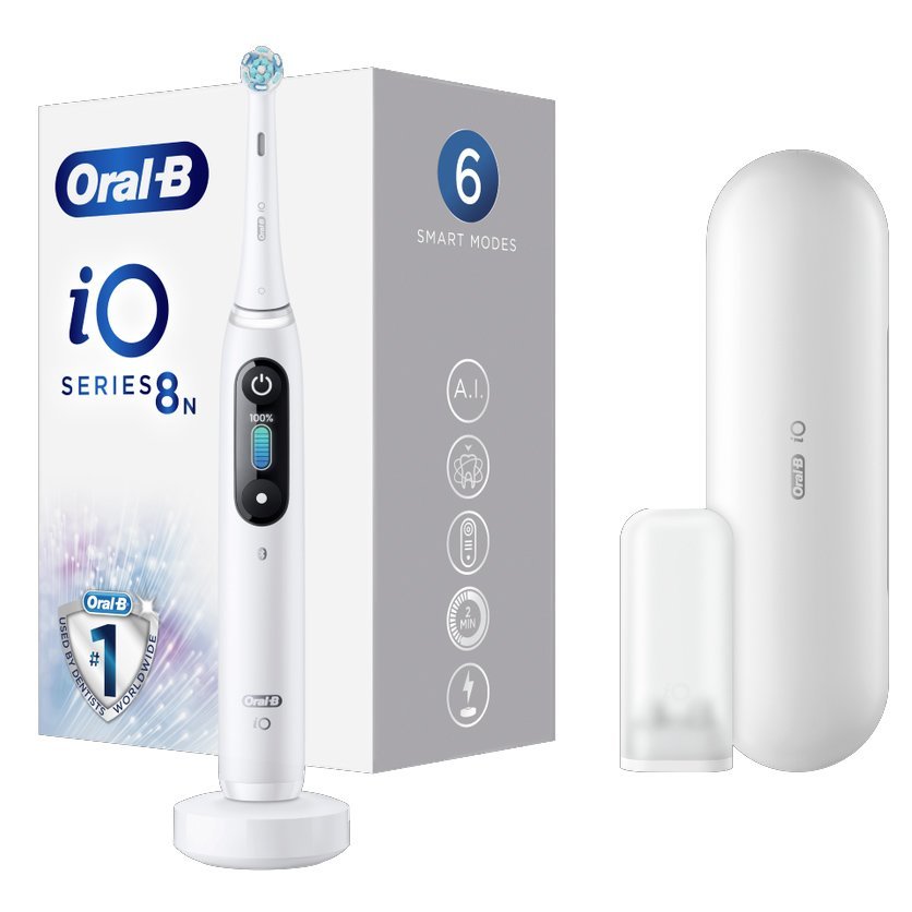 Oral-B iO Series 8 Magnetic White Alabaster Ηλεκτρική Οδοντόβουρτσα Προηγμένης Τεχνολογίας 1 Τεμάχιο