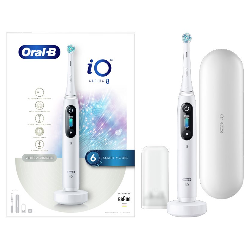 Oral-B iO Series 8 Magnetic White Alabaster Ηλεκτρική Οδοντόβουρτσα Προηγμένης Τεχνολογίας 1 Τεμάχιο