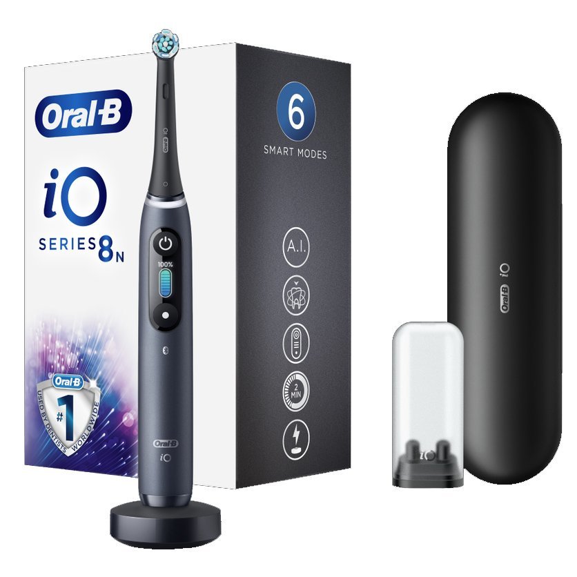Oral-B iO Series 8 Magnetic Black Onyx Ηλεκτρική Οδοντόβουρτσα Προηγμένης Τεχνολογίας σε Μαύρο Χρώμα 1 Τεμάχιο