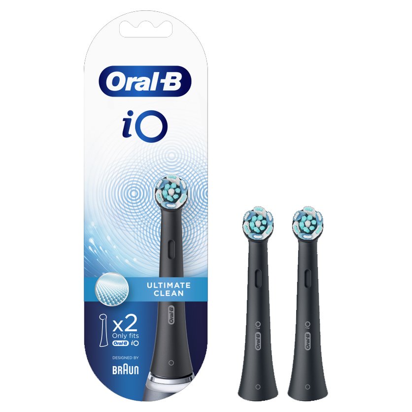 Oral-B iO Ultimate Clean Black Ανταλλακτικές Κεφαλές Βουρτσίσματος σε Μαύρο Χρώμα 2 Τεμάχια