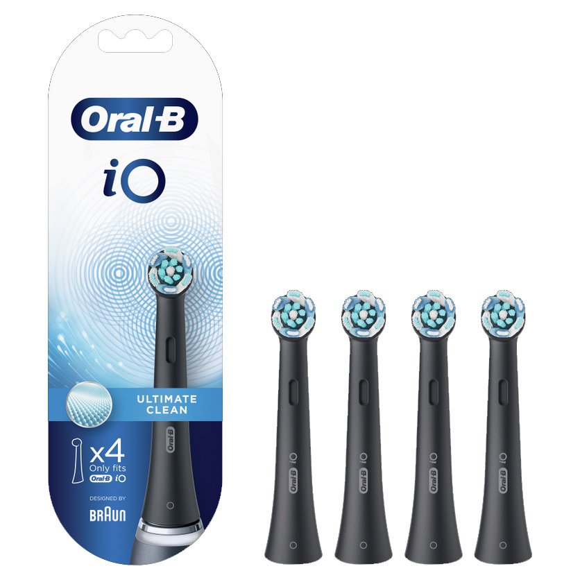 Oral-B iO Ultimate Clean Black Ανταλλακτικές Κεφαλές Βουρτσίσματος σε Μαύρο Χρώμα, για Επαγγελματικό Καθαρισμό 4 Τεμάχια