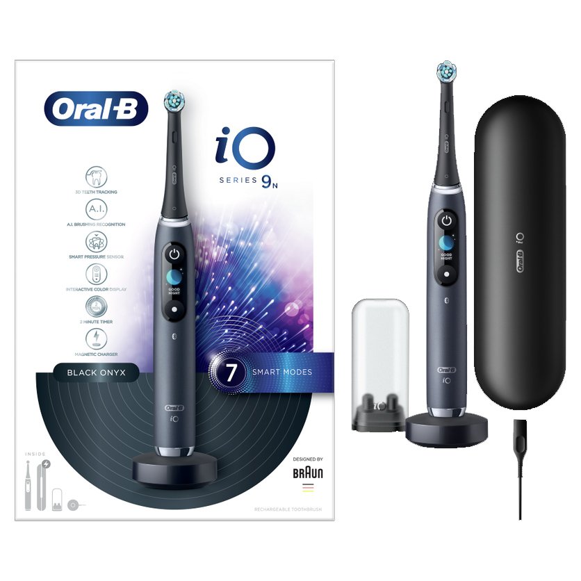 Oral-B iO Series 9N Magnetic Black Onyx Ηλεκτρική Οδοντόβουρτσα Προηγμένης Τεχνολογίας σε Μαύρο Χρώμα 1 Τεμάχιο