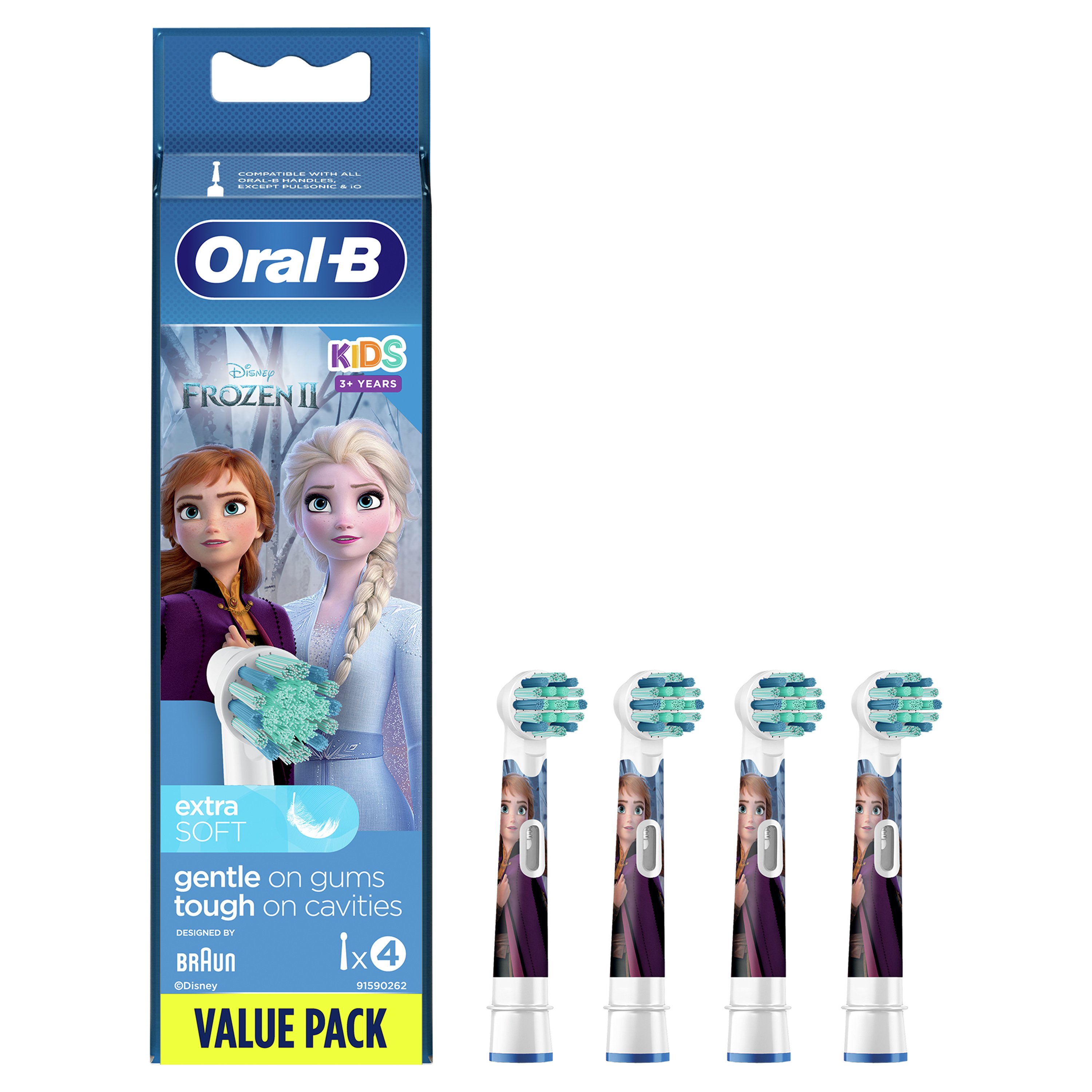 Oral-B Kids Frozen II Value Pack Extra Soft Ανταλλακτικές Κεφαλές Παιδικής Ηλεκτρικής Οδοντόβουρτσας από 3 Ετών 4 Τεμάχια