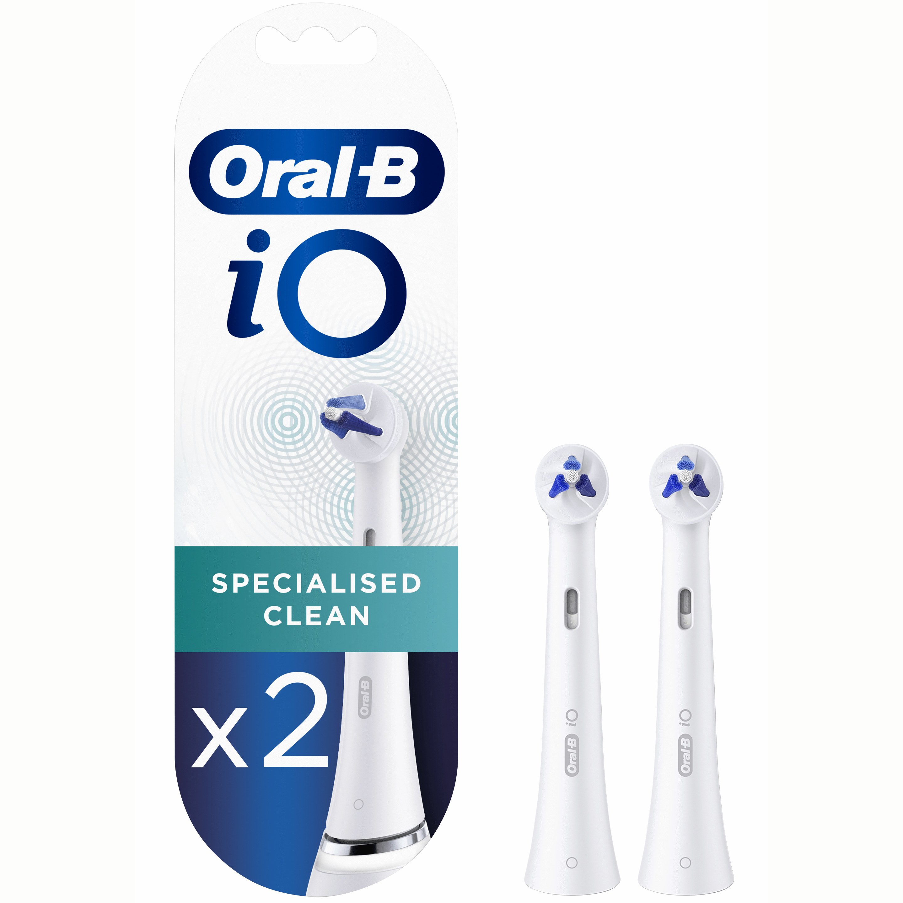 Oral-B Oral-B iO Specialised Clean White Brush Heads Ανταλλακτικές Κεφαλές Βουρτσίσματος για Σιδεράκια, Εμφυτεύματα & μη Ευθυγραμμισμένα Δόντια Λευκό 2 Τεμάχια