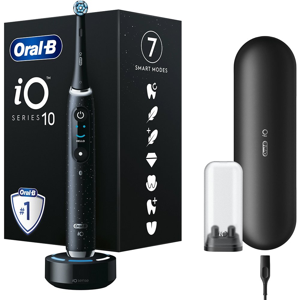 Oral-B Oral-B iO Series 10 Electric Toothbrush Ηλεκτρική Οδοντόβουρτσα Προηγμένης Τεχνολογίας με 7 Προγράμματα Καθαρισμού, Αθόρυβη Λειτουργία, 3D Teeth Tracking, Διαδραστική Οθόνη & Θήκη Φορτιστή 1 Τεμάχιο - Cosmic Black