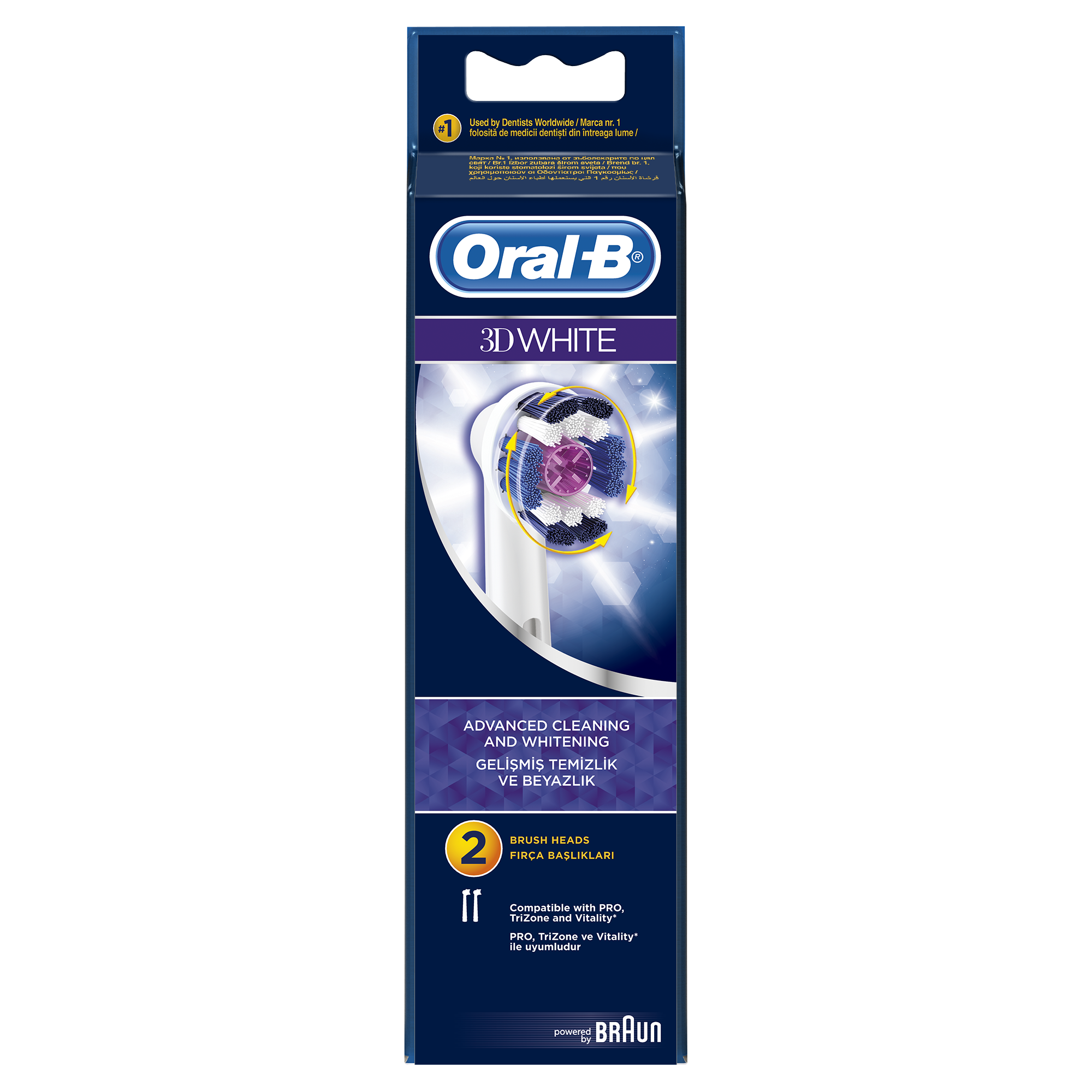Oral-B 3D White Ανταλλακτικές Κεφαλές για Προηγμένο Καθαρισμό & Λεύκανση 2 Κεφαλές