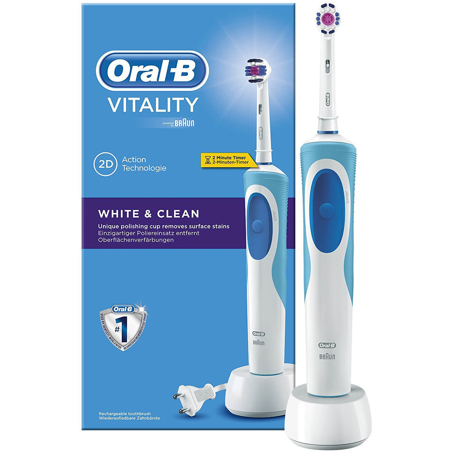 Oral-B Vitality White & Clean Επαναφορτιζόμενη Ηλεκτρική Οδοντόβουρτσα 1 τεμάχιο