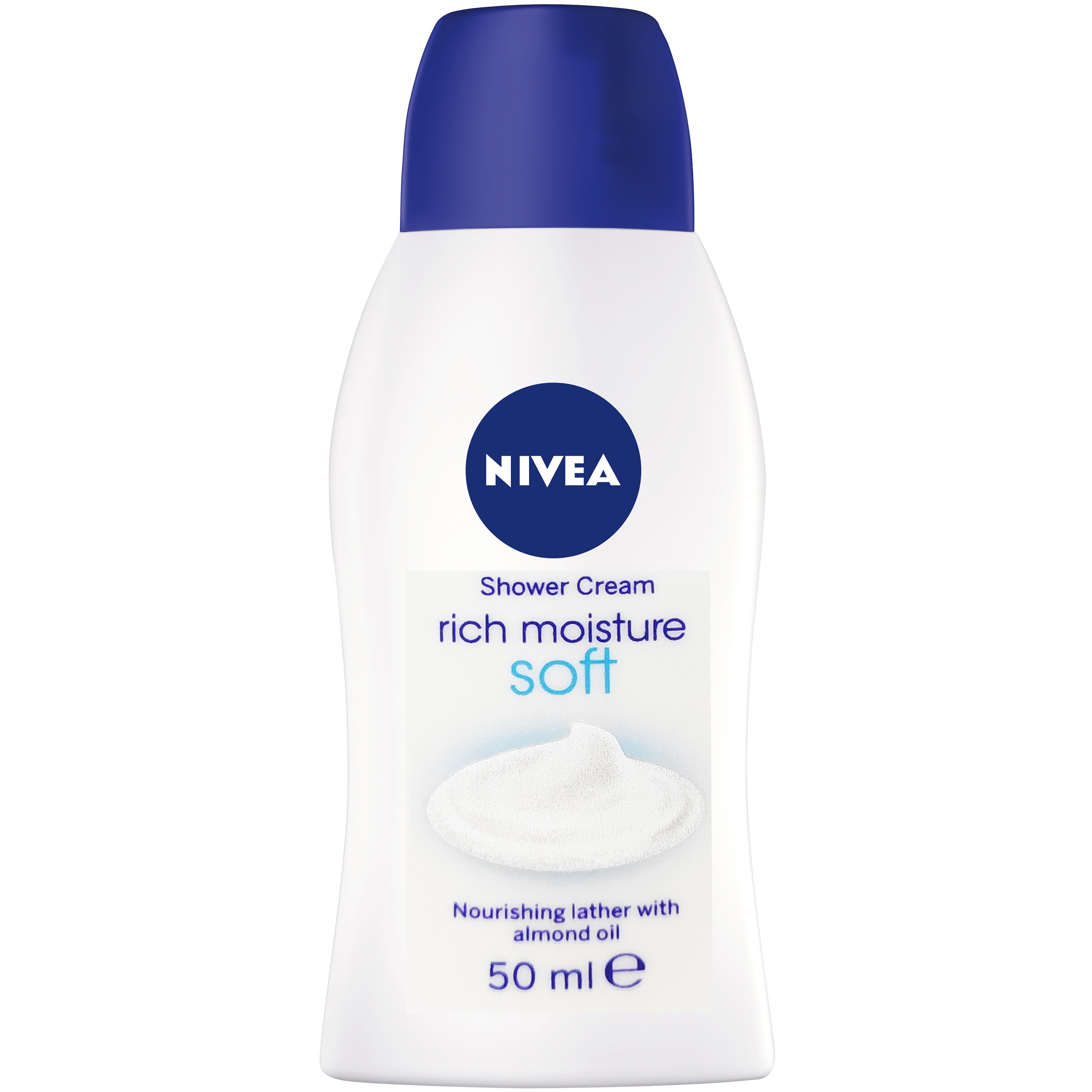 Nivea Shower Cream Soft Rich Moisture Travel Size Κρεμώδες Ενυδατικό Αφρόλουτρο με Αμυγδαλέλαιο 50ml