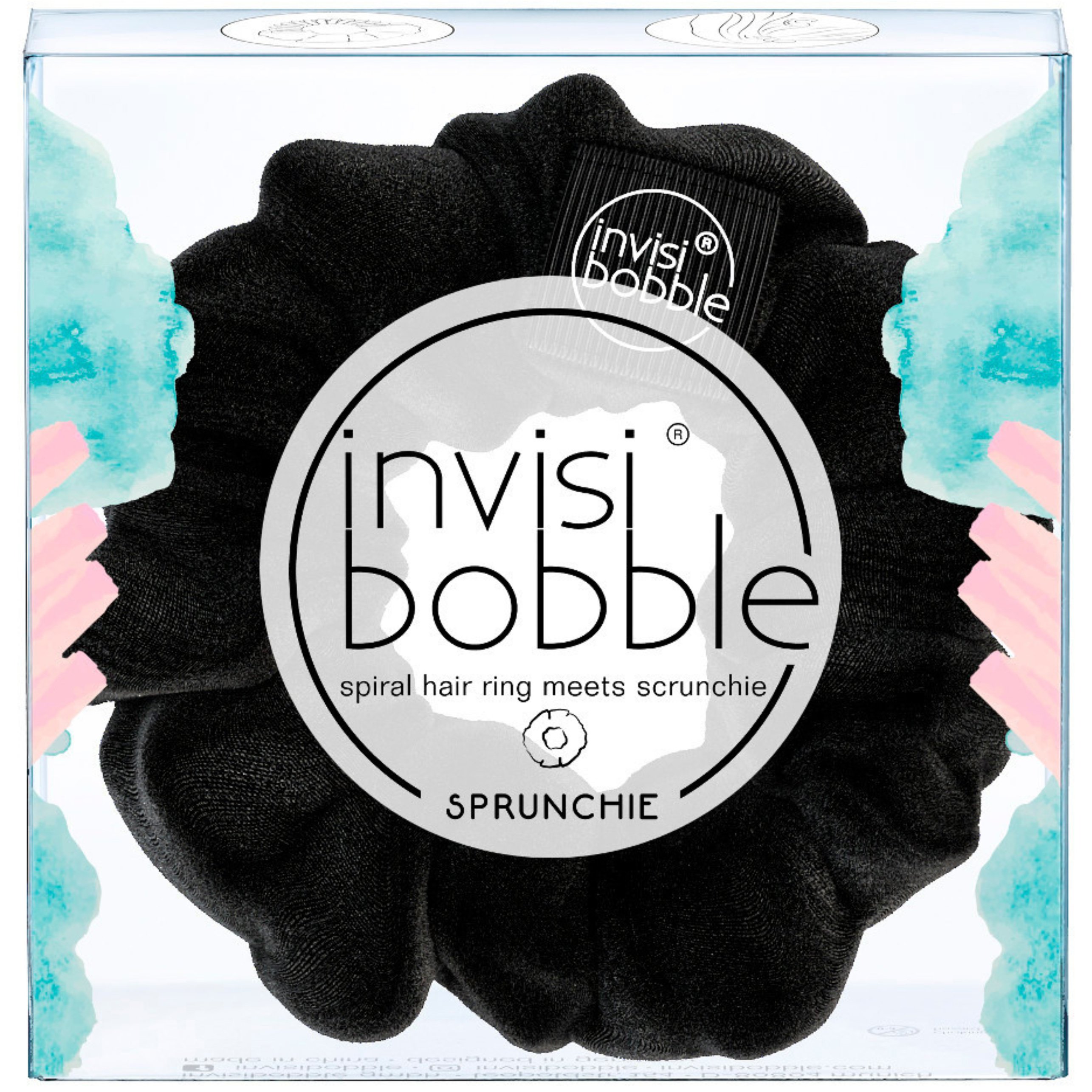 Invisibobble Hair Ring Sprunchie True Black Λαστιχάκι Μαλλιών με Υφασμάτινη Επένδυση για Απόλυτο Κράτημα & Στυλ 1 Τεμάχιο