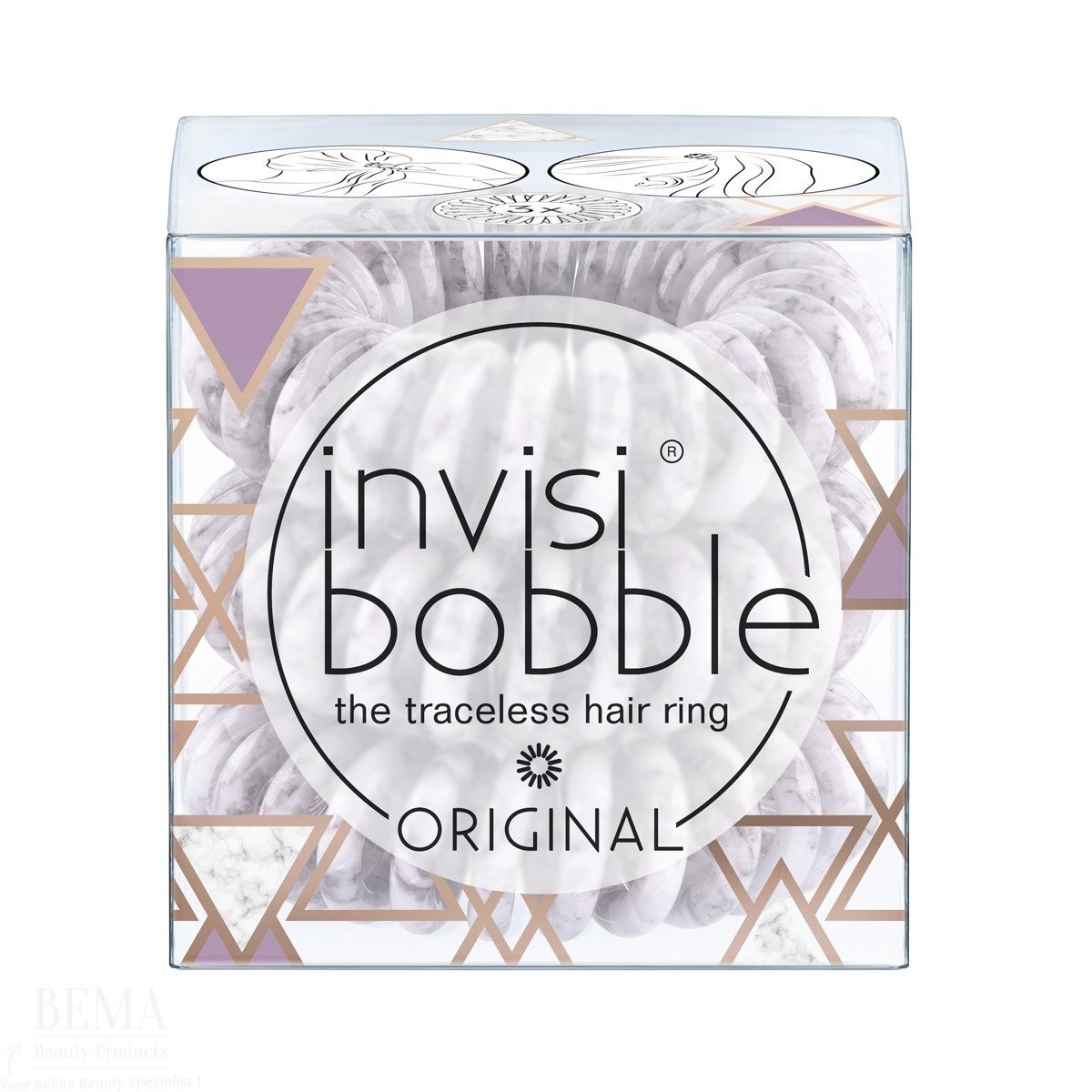 Invisibobble Original Marblelous Purple Grey Λαστιχάκι Μαλλιών 3 Τεμάχια