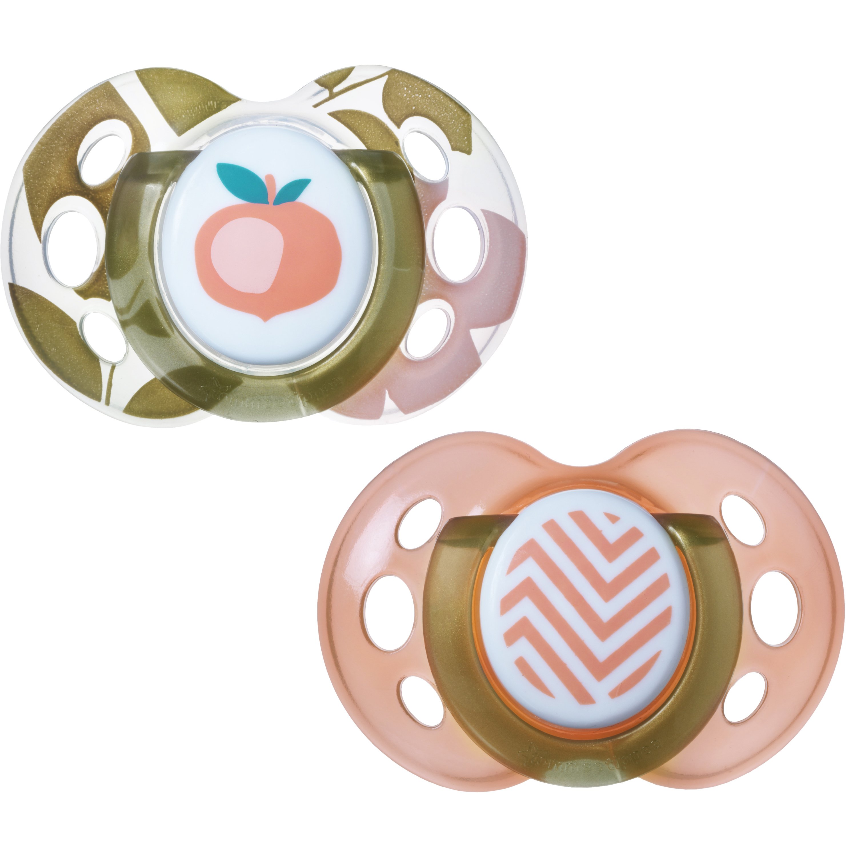 Tommee Tippee Moda Soothers Κωδ 43343741 Ορθοδοντική Πιπίλα Σιλικόνης με Σχέδιο 18-36m Πορτοκαλί 2 Τεμάχια