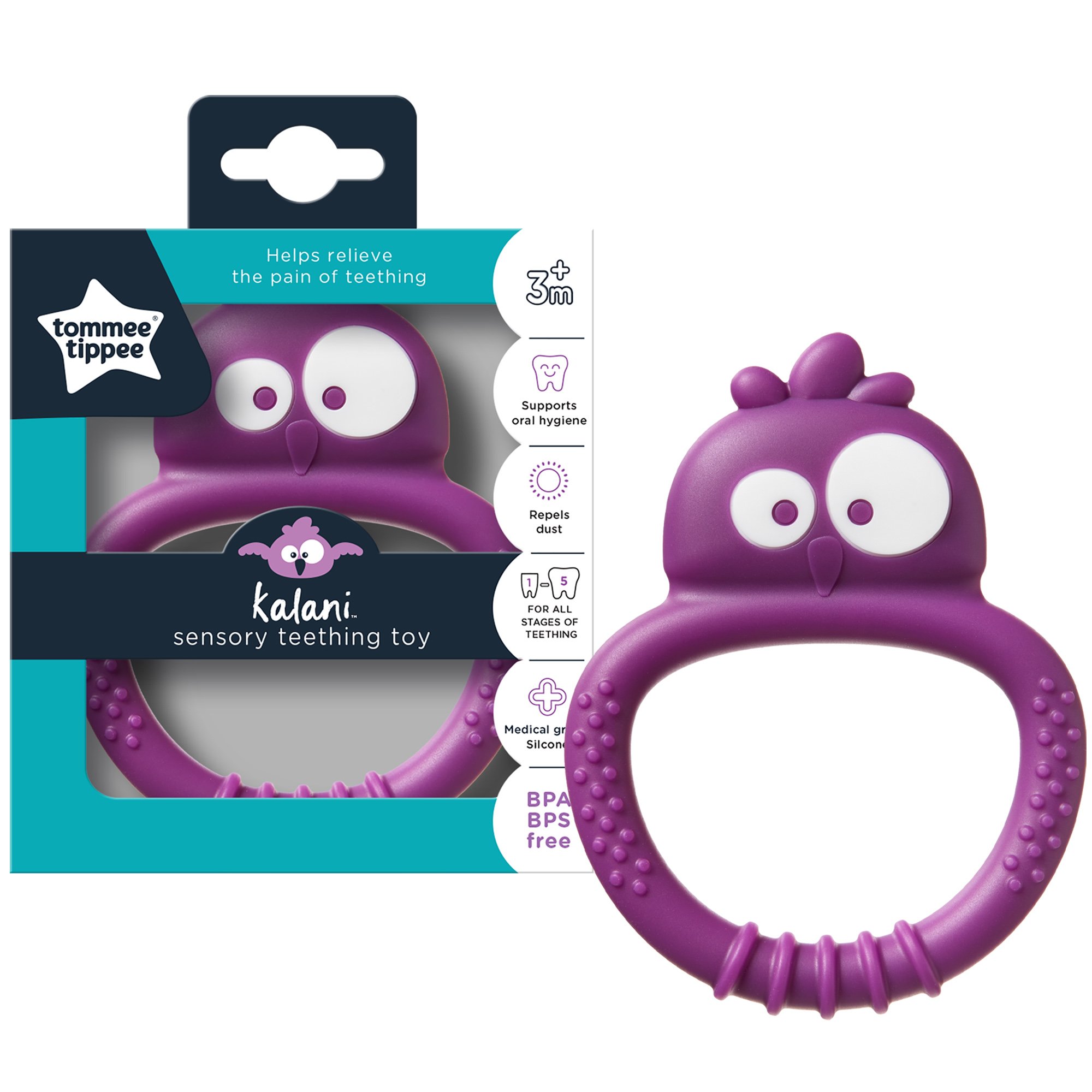 Tommee Tippee Tommee Tippee Kalany Sensory Teething Toy Κωδ 436481 Μικρό Μασητικό Παιχνίδι Κουκουβάγια 3m+, 1 Τεμάχιο