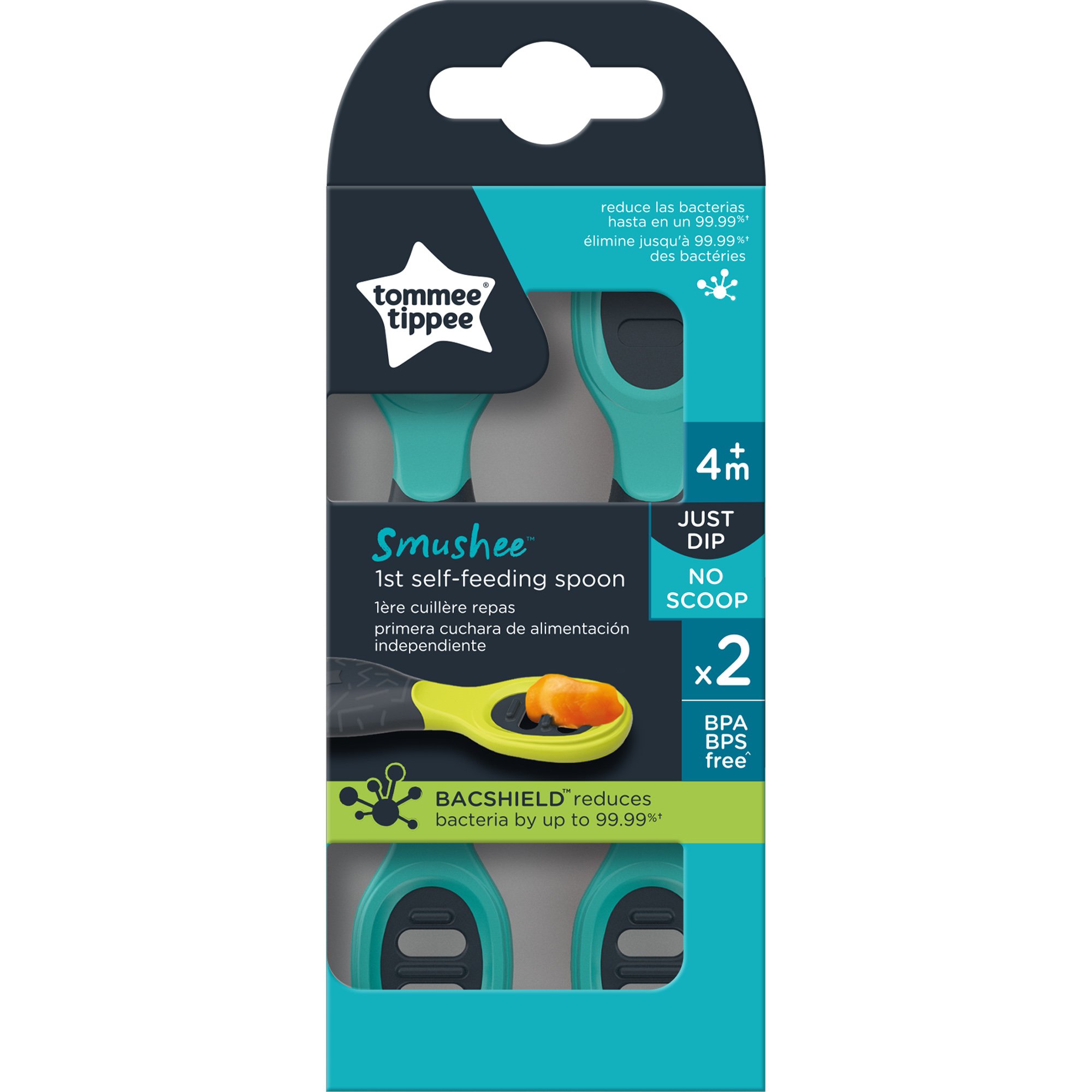Tommee Tippee Smushee 1st Self-Feeding Spoon Κωδ 44718610 Κουταλάκια Πρώτης Βρεφικής Ηλικίας 4m+, 2 Τεμάχια