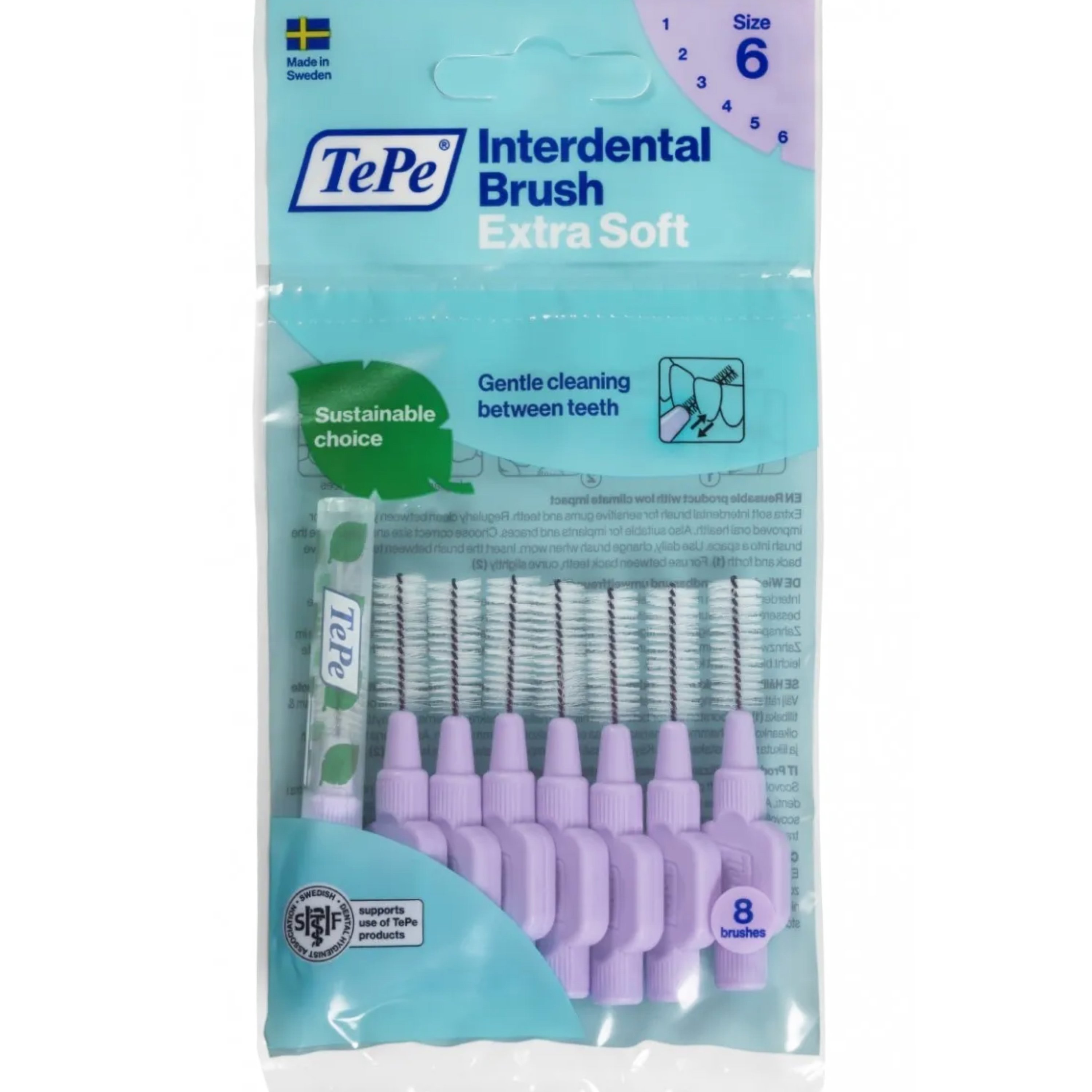 TePe Interdental Brush Extra Soft Μεσοδόντια Βουρτσάκια με Μαλακές Ίνες για Ευαίσθητα Δόντια & Ούλα 8 Τεμάχια – Size 6 (1.1mm)