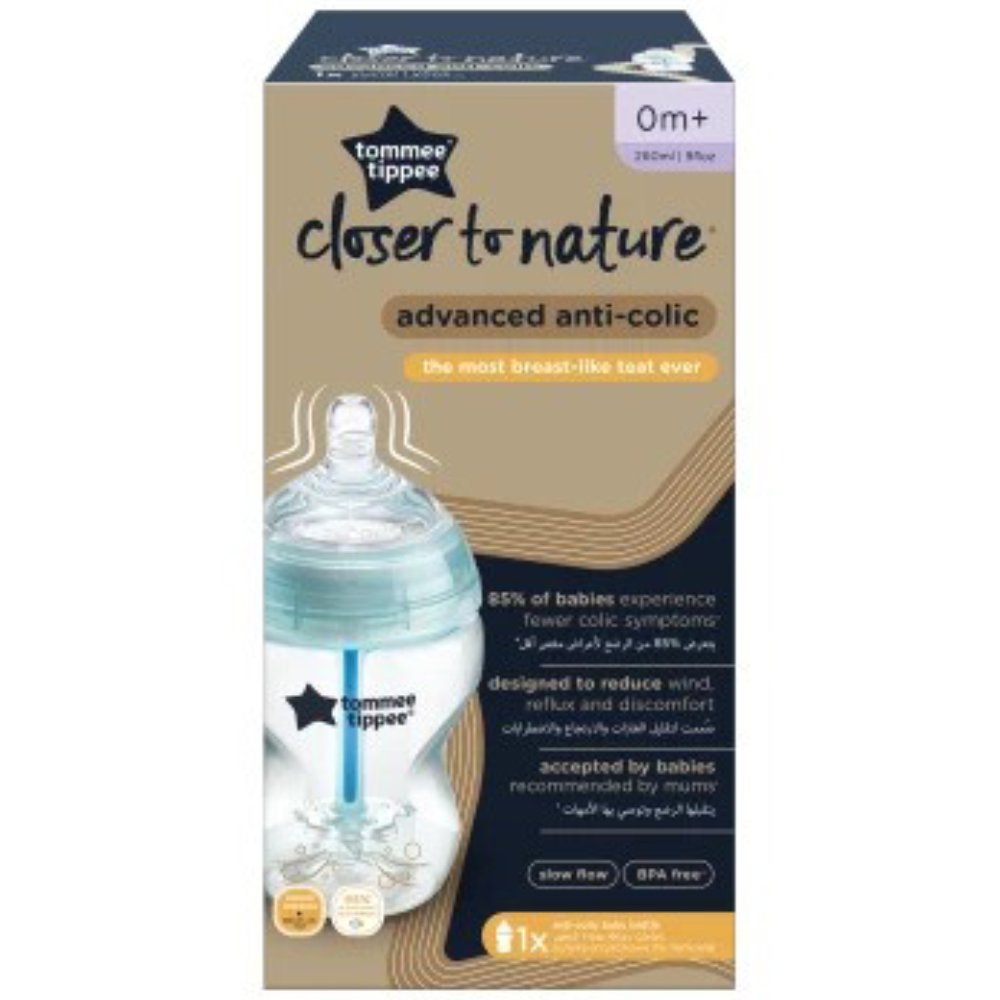 Tommee Tippee Closer To Nature Advanced Anti-Colic Baby Bottle 0m+ Tommee Tippee Closer To Nature Advanced Anti-Colic Baby Bottle 0m+, 260ml 1 Τεμάχιο 260ml 1 Τεμάχιο