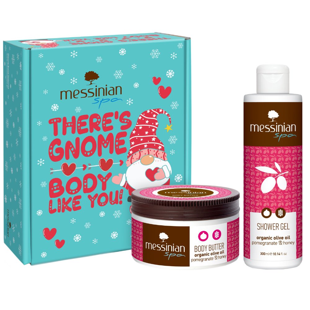 Messinian Spa Promo Christmas Box Pomegranate Freshness Organic Olive Oil Pomegranate & Honey Shower Gel 300ml & Body Butter 250ml