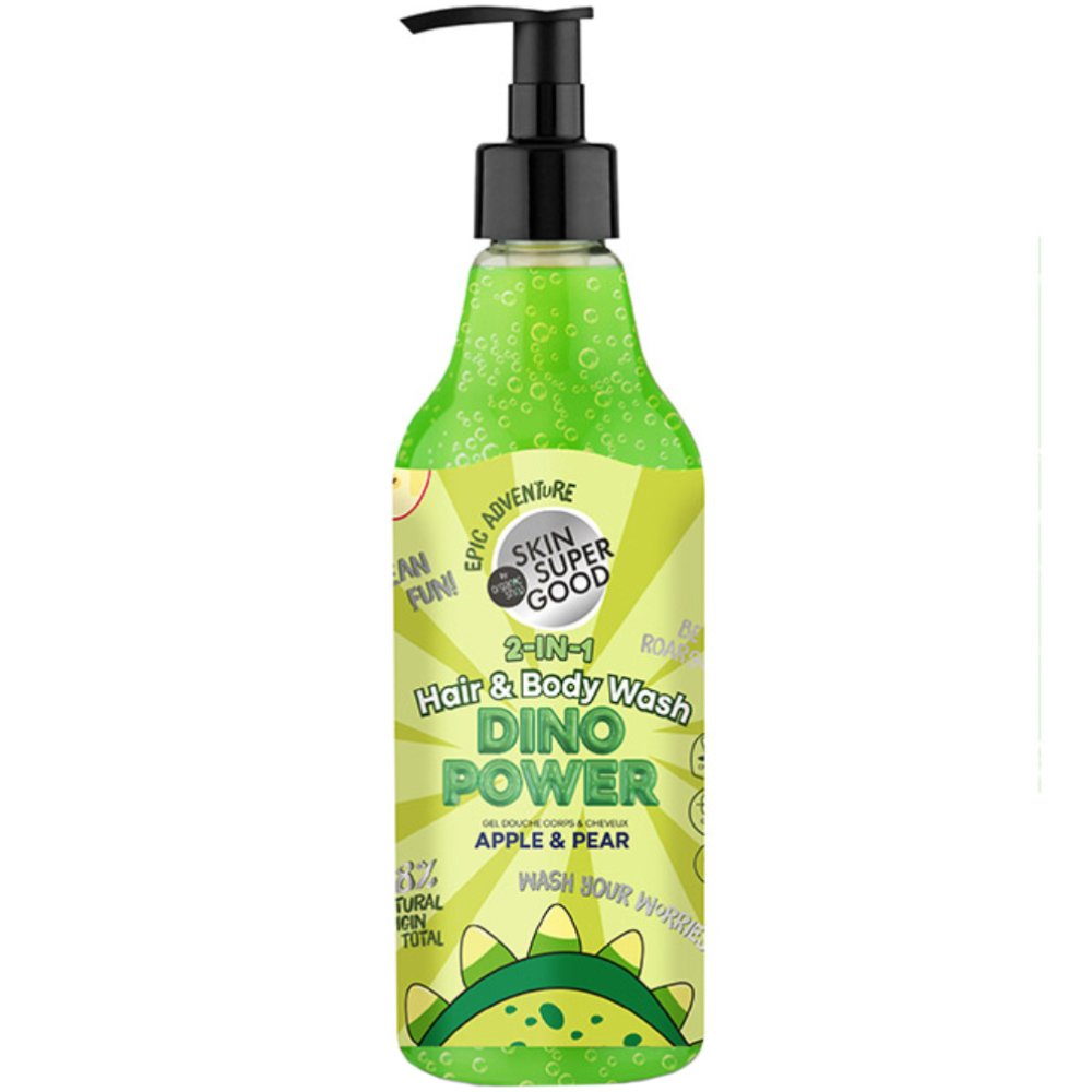 Natura Siberica Organic Shop Dino Power Apple & Pear 2-In-1 Hair & Body Wash Ενυδατικό Αφρόλουτρο & Σαμπουάν 2 σε 1 για Μαλλιά & Σώμα με Αντλία 500ml