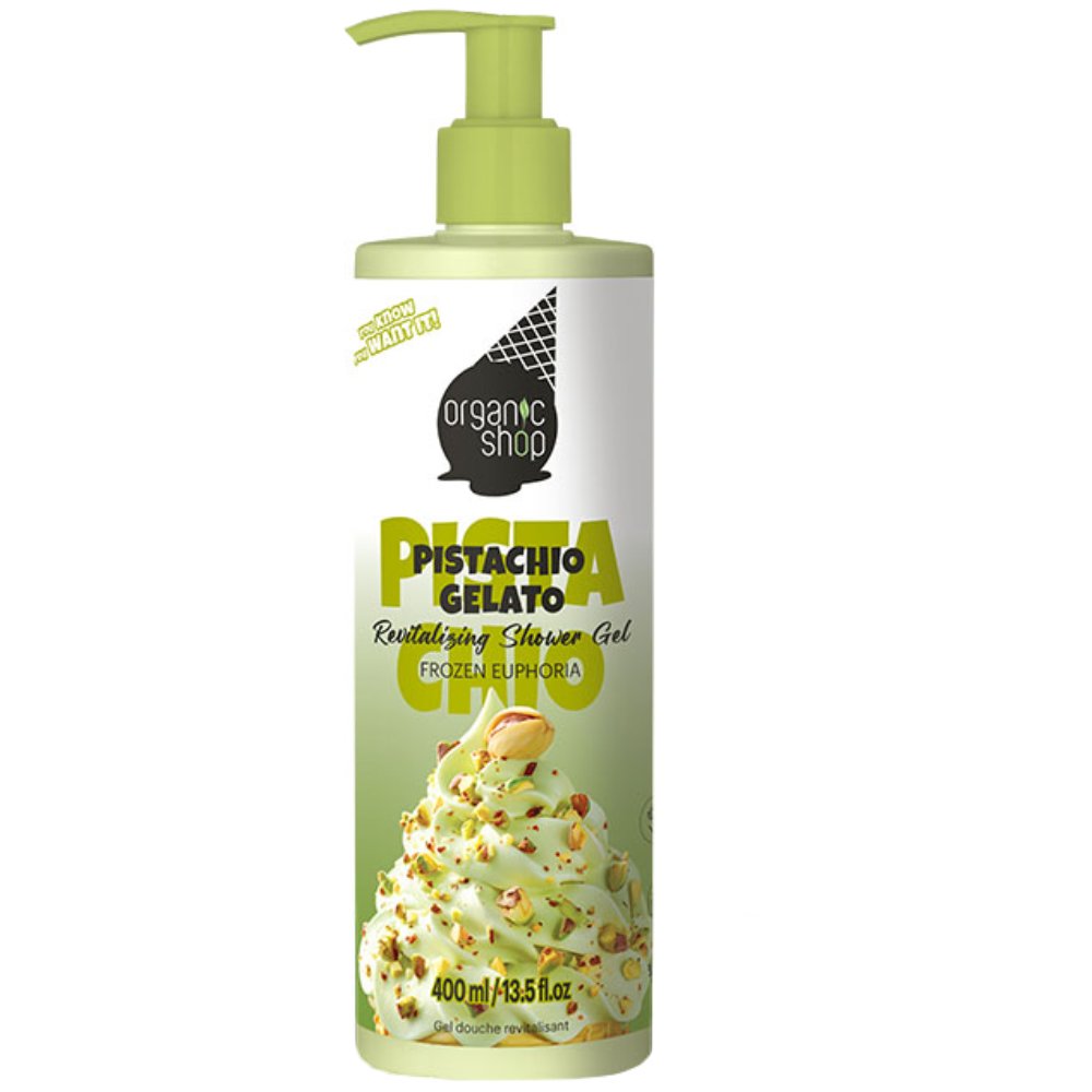 Organic Shop Ice Cream Pistachio Gelato Body Shower Gel Ενυδατικό Αφρόλουτρο με Μοναδικό Άρωμα Φιστικιού με Αντλία 400ml