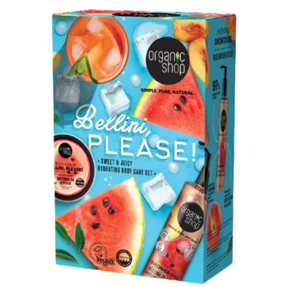 Organic Shop Promo Hydrating Watermelon & Peach Body Shower Gel 280ml & Body Scrub 100ml