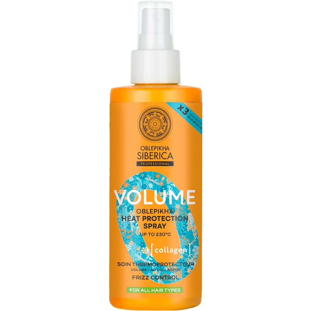 Natura Siberica Volume Oblepikha Heat Protection Spray Θερμοπροστατευτικό Σπρέι για Ενίσχυση του Όγκου με 3x Ιπποφαές & Κολλαγόνο 200ml