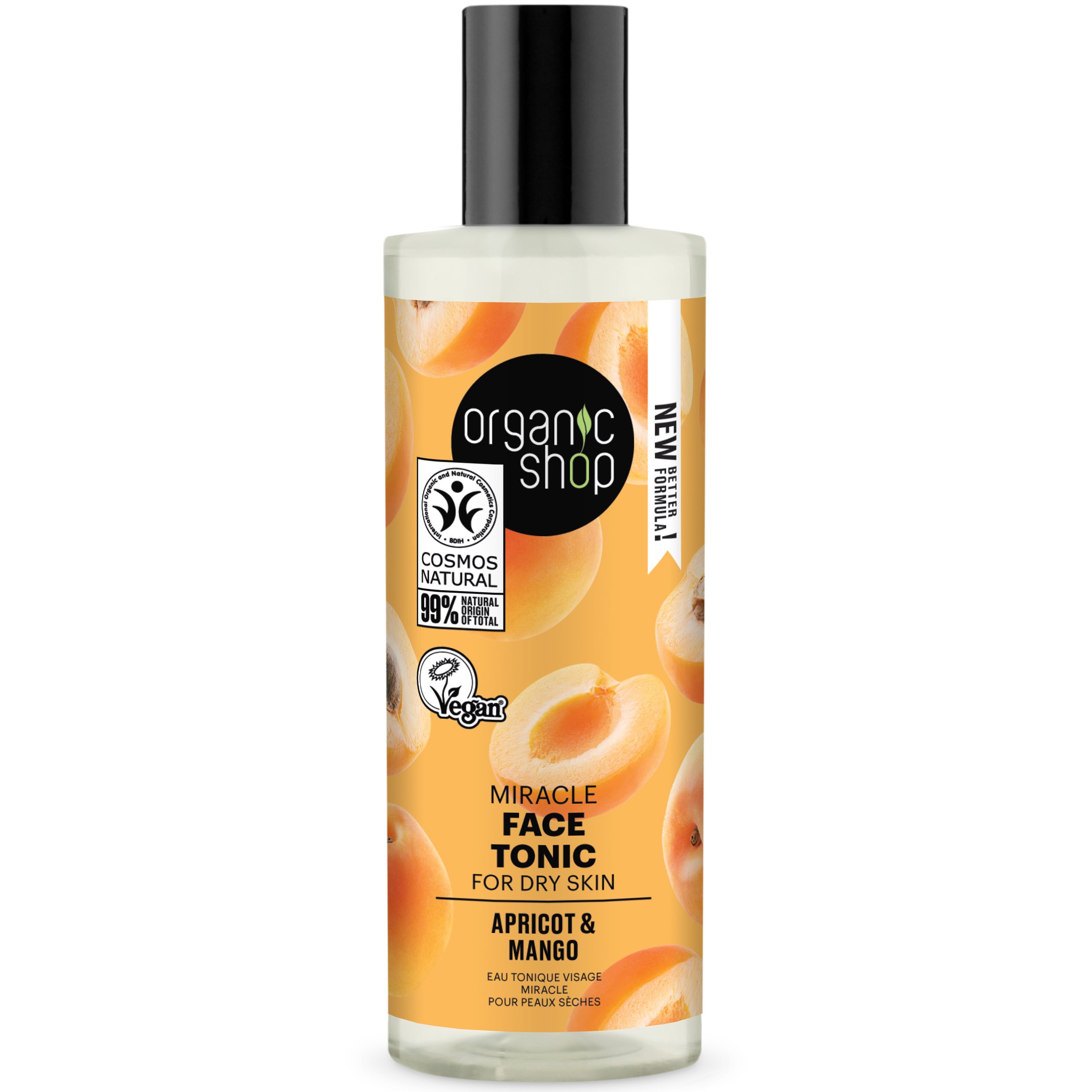 Organic Shop Miracle Face Tonic for Dry Skin Apricot & Mango Τονωτική Λοσιόν Προσώπου για Ξηρές Επιδερμίδες, Βερίκοκο & Μάνγκο 150ml