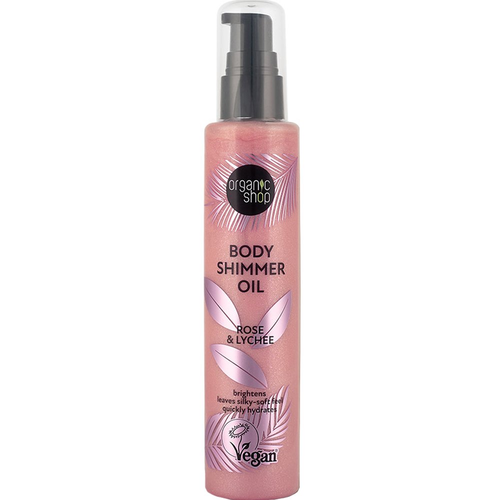 Natura Siberica Organic Shop Body Shimmer Oil Λάδι Σώματος με Τριαντάφυλλο & Λίτσι που Χαρίζει Λάμψη & Επιδερμίδα Λεία & Απαλή 100ml - Rose & Lychee