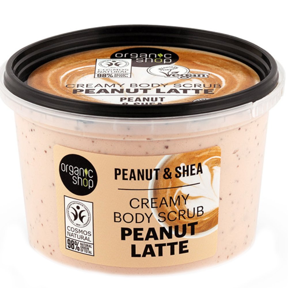 Organic Shop Creamy Peanut Latte & Shea Body Scrub Κρεμώδες Scrub Σώματος με Φιστίκι & Βούτυρο Καριτέ 250ml