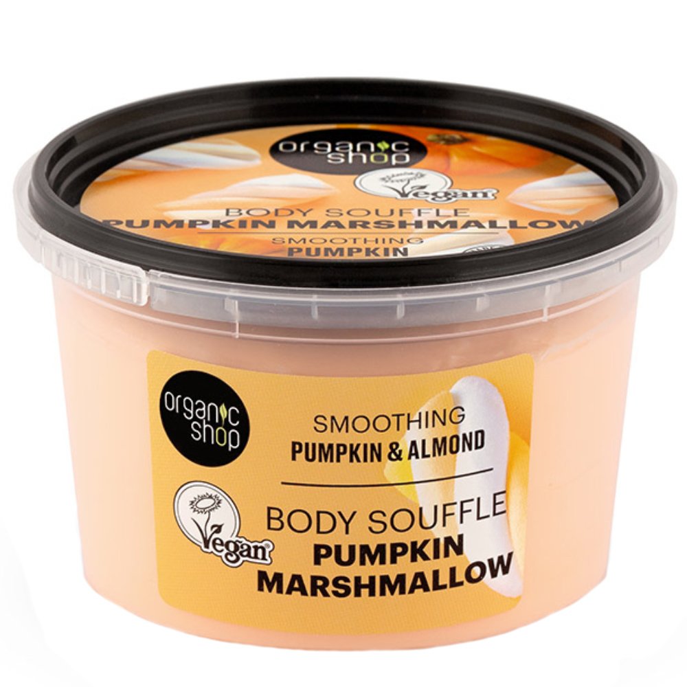 Organic Shop Pumpkin Marshmallow Smoothing Pumpkin & Almond Body Souffle Ενυδατικό Σουφλέ Σώματος με Άρωμα Κολοκύθας & Αμύγδαλο για Απαλή & Λαμπερή Επιδερμίδα 250ml