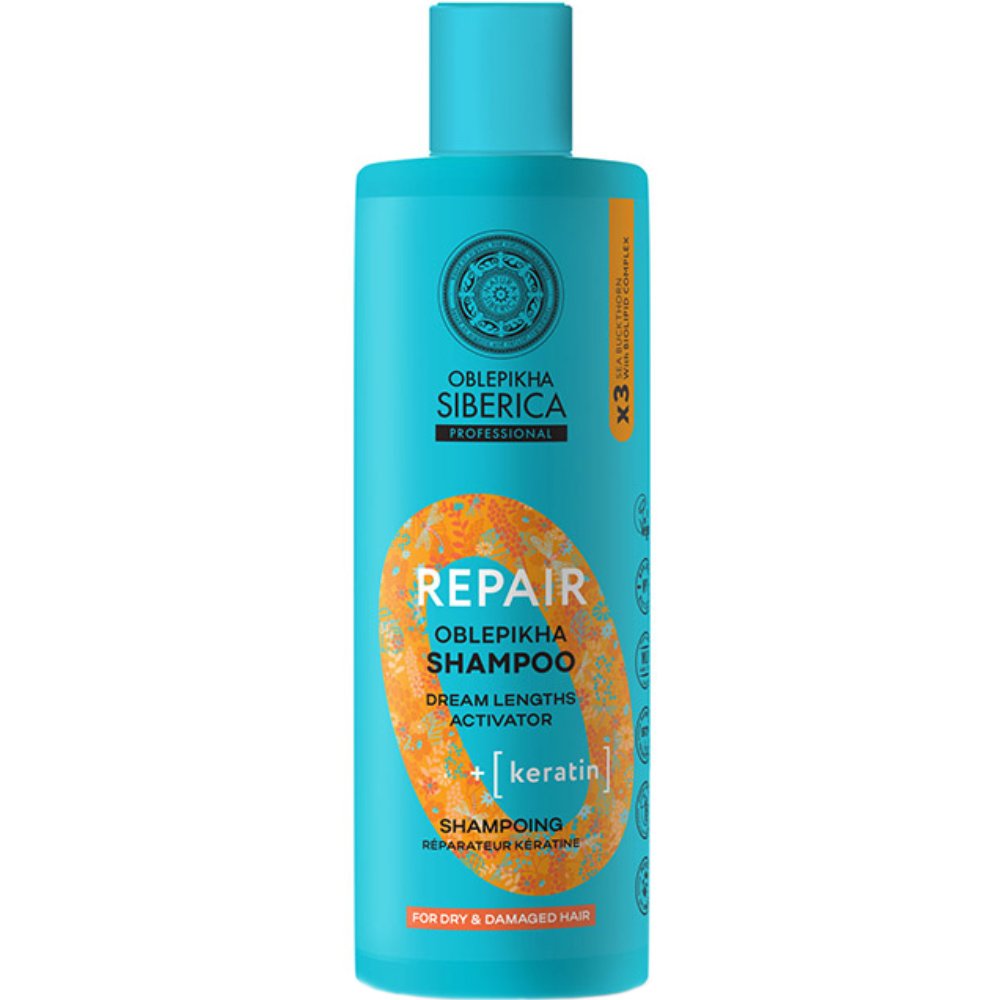 Natura Siberica Oblepikha Siberica Professional Repair with Biolipid Complex & Keratin Shampoo Ενδυναμωτικό Σαμπούαν Αναδόμησης με Πεπτίδια Βρώμης & Κερατίνη για Ξηρά & Ταλαιπωρημένα Μαλλιά 400ml