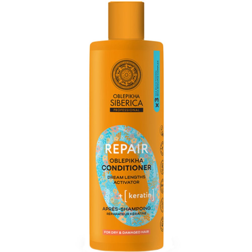 Natura Siberica Oblepikha Siberica Professional Repair with Biolipid Complex & Keratin Conditioner Μαλακτική Κρέμα Αναδόμησης με Κερατίνη για Ξηρά & Ταλαιπωρημένα Μαλλιά 400ml