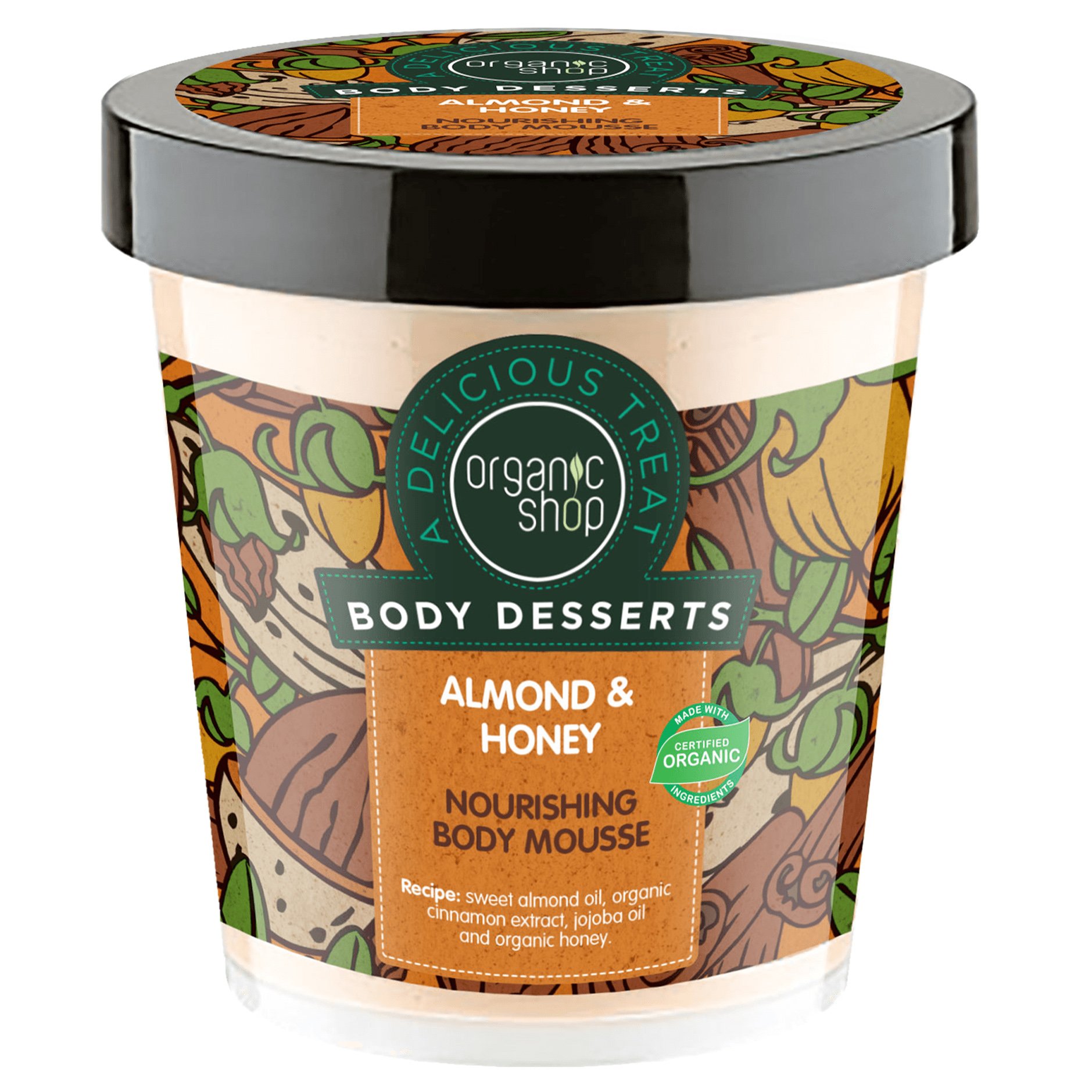 Organic Shop Body Desserts Almond & Honey Nourishing Body Mousse Θρεπτική Μους Σώματος με Αμύγδαλο & Μέλι 450ml