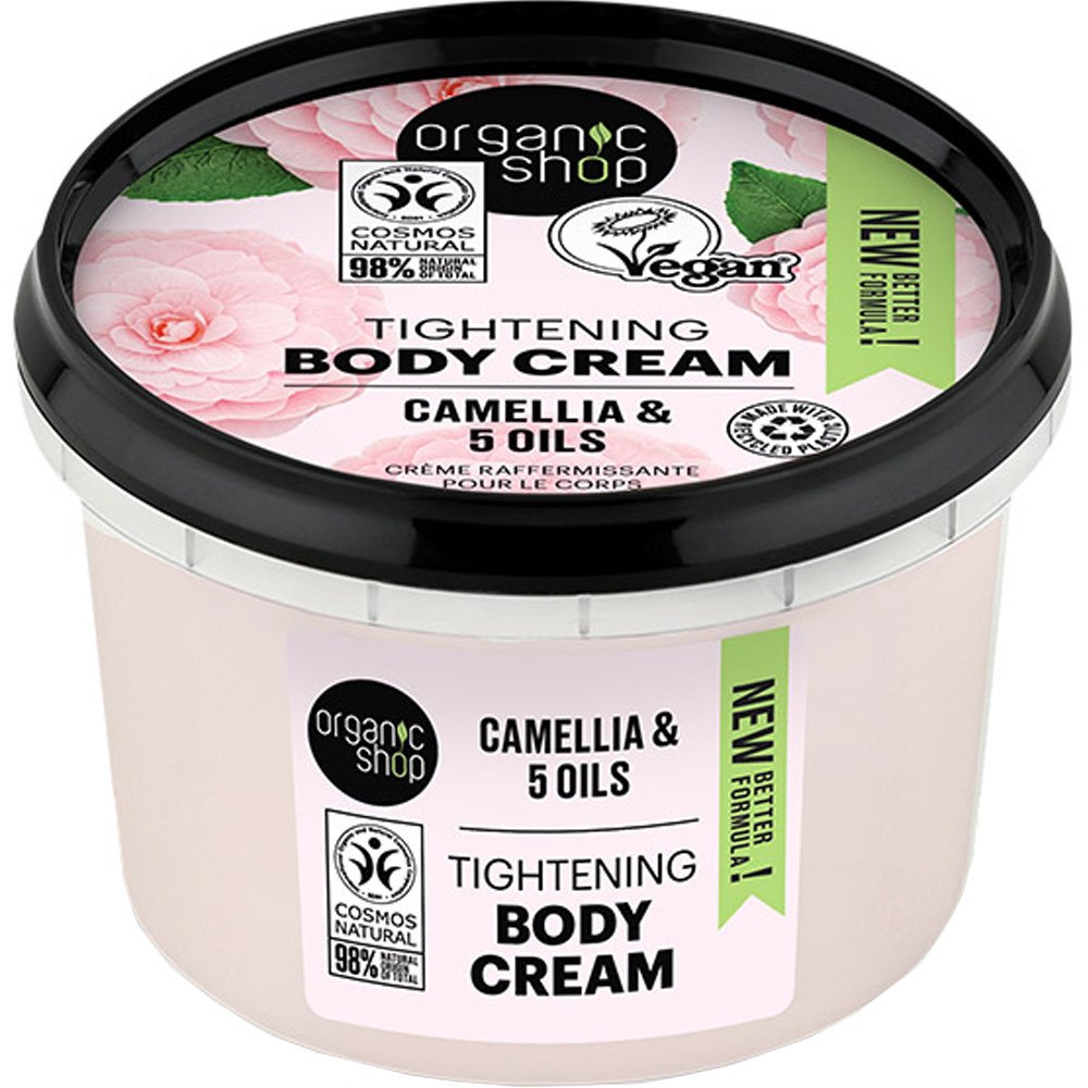 Organic Shop Camelia & 5 Oils Tightening Body Cream Συσφικτική Κρέμα Σώματος με Καμέλια & 5 Έλαια για Απαλό & Βελούδινο Δέρμα 250ml