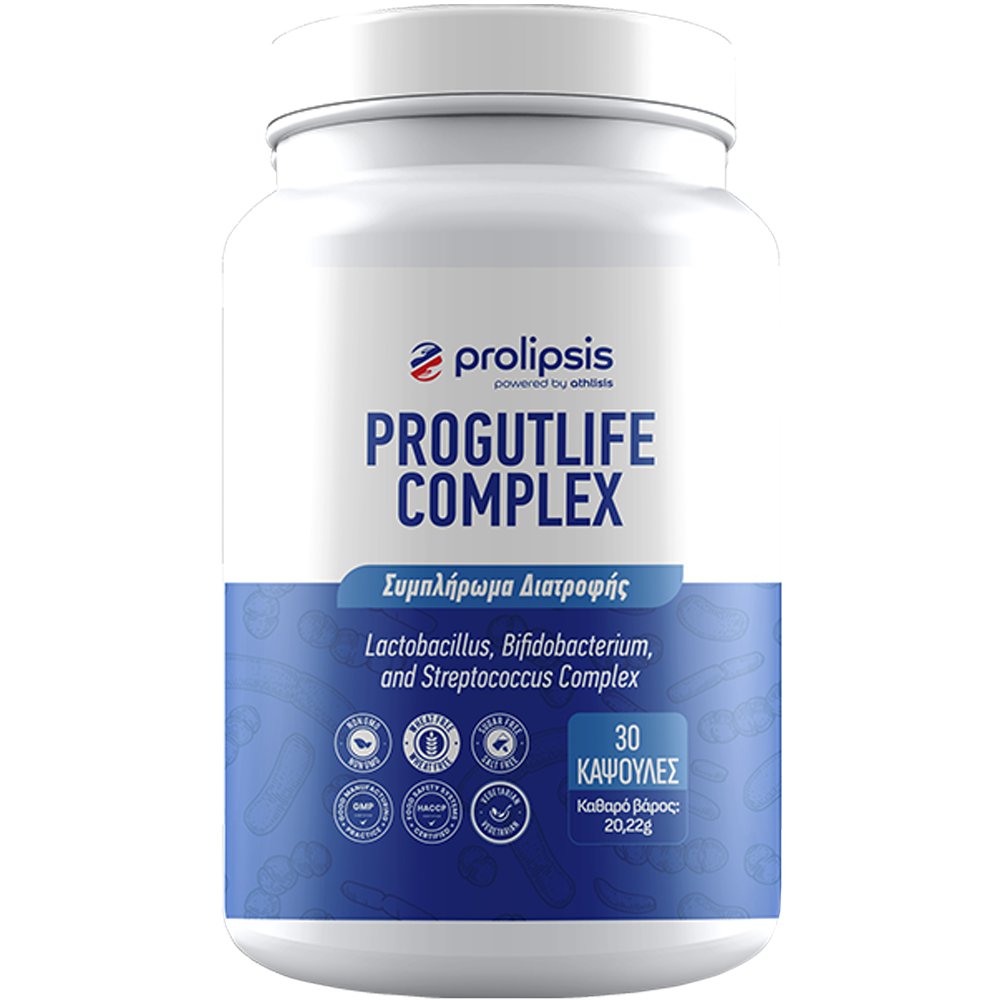 Prolipsis ProGutLife Complex Συμπλήρωμα Διατροφής 5 Διαφορετικών Προβιοτικών Υψηλής Ισχύος για Εξισορρόπηση της Εντερικής Χλωρίδας & Καλή Λειτουργία του Γαστρεντερικού Συστήματος 30caps