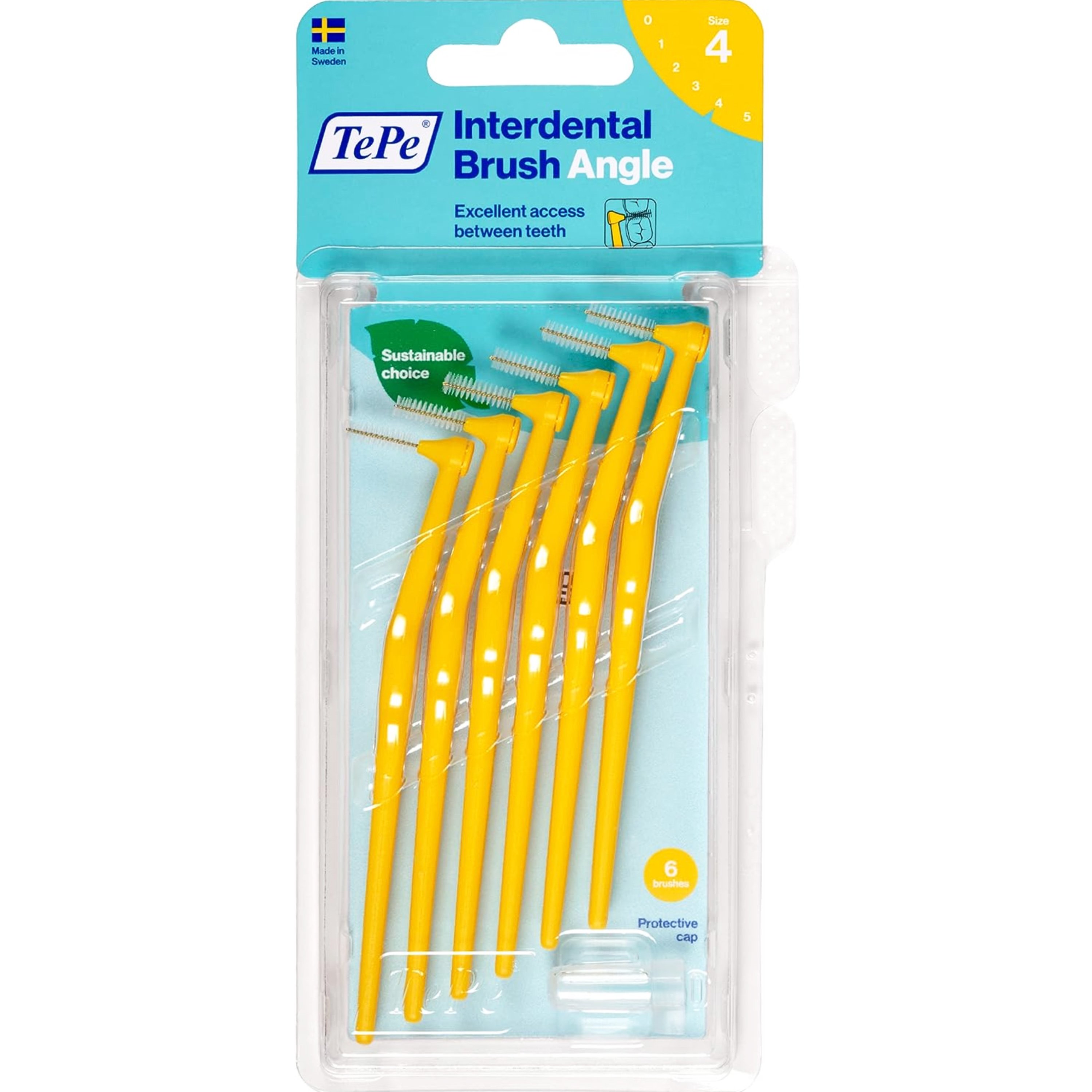 Tepe TePe Angle Interdental Brush Angle Μεσοδόντια Βουρτσάκια Καθαρισμού με Μακριά Λαβή & Κεκλιμένη Κεφαλή 6 Τεμάχια - Size 4 (0.7 mm)